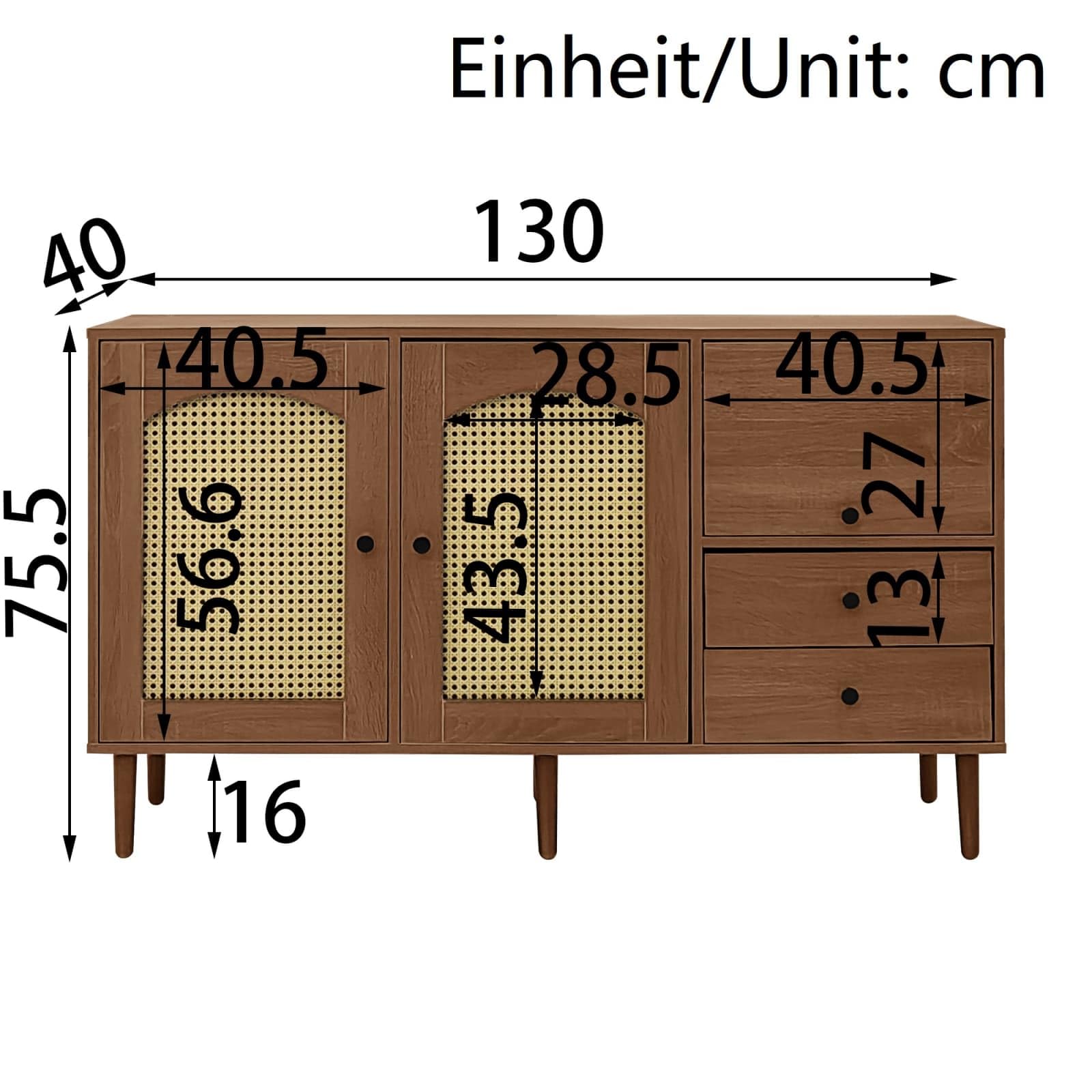 Commode 88 cm 3 tiroirs 1 porte décor bois de chêne et noir – FARM