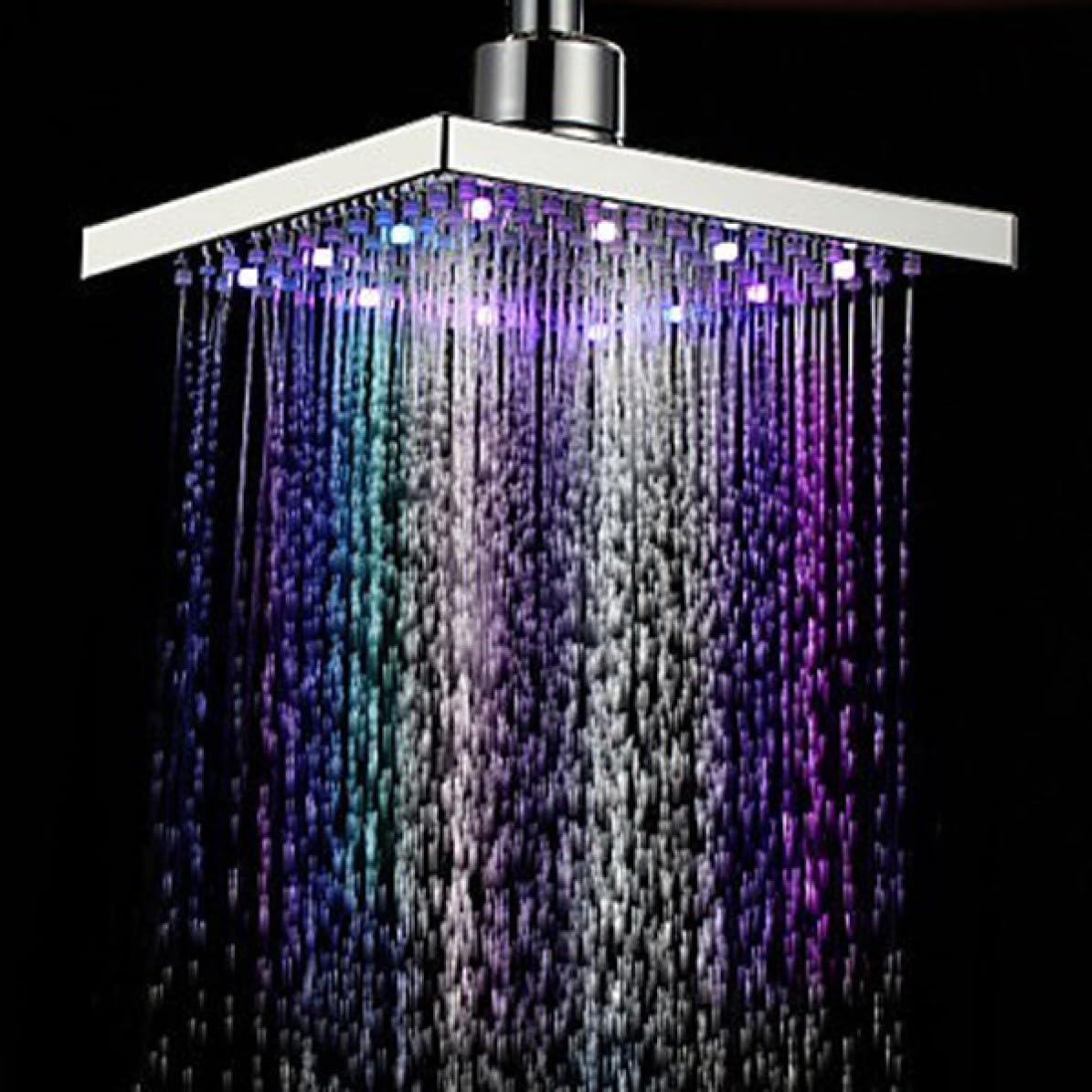 Cabezal de Ducha LED de 8 Pulgadas Plata Abs, Conexión 20mm