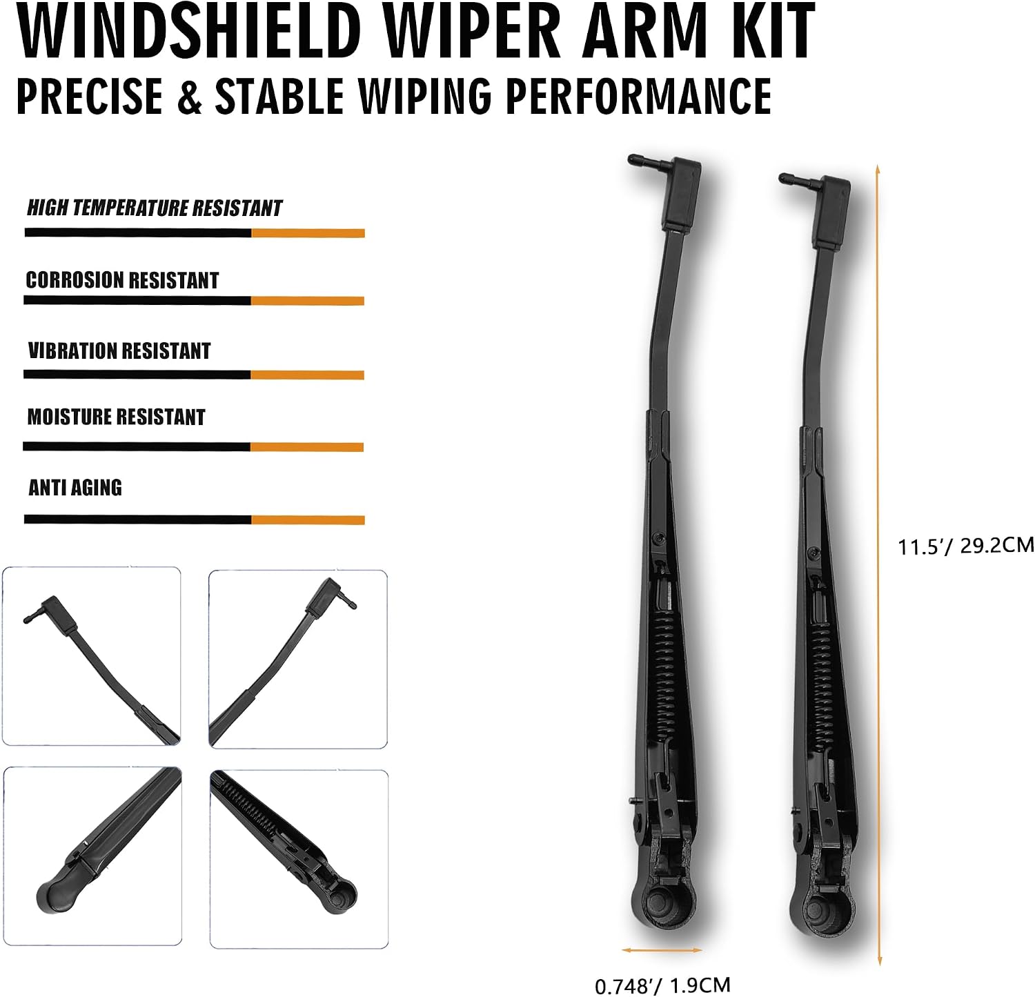 1 Pair Front Windshield Wiper Arm Kit Fits Compatible with Jeep 1987-1995 Wrangler 1991-1995 Front Left Right and Rear Replaces OE 42878 56030012