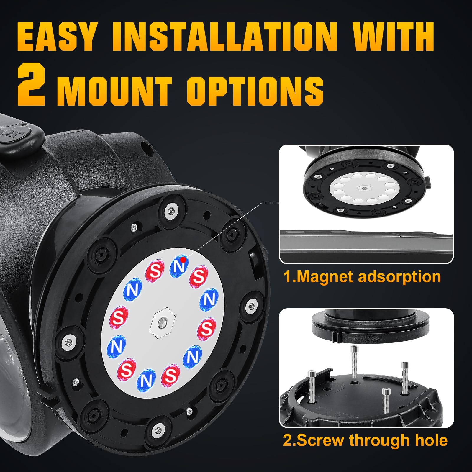 RIGIDON 38W 3800LM Lámpara trabajo led portatil, Estroboscópica control Remoto Rotatorio 360° faros con imán, Focos led exterior para off road camión coche 4x4 Bote, Spotlight, Luz de Búsqueda