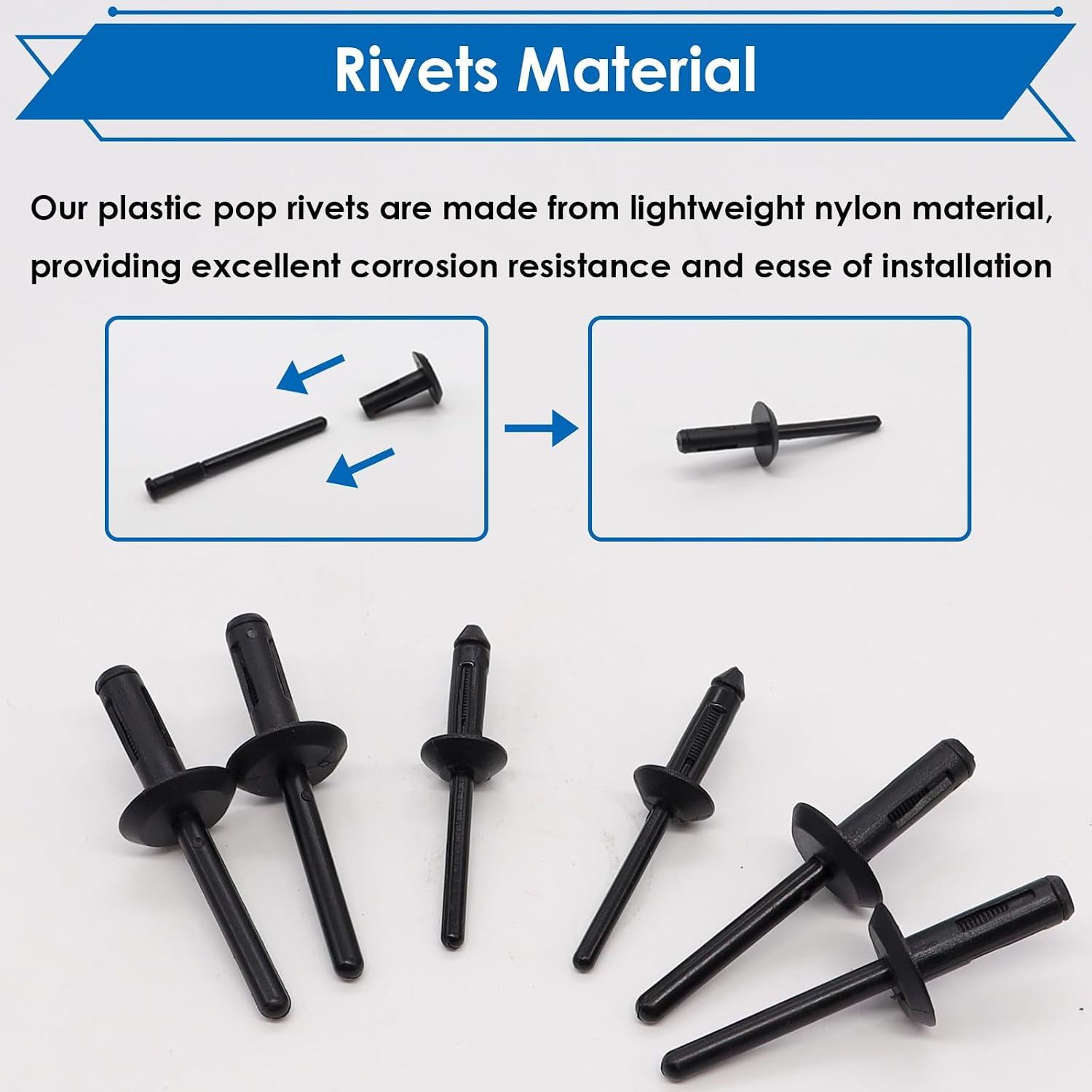 smseace 42Pcs Plastic Rivet Gun Kit, Including 40Pcs 4-Sizes Plastic Pop Rivets,1Pcs Plastic Rivet Removal Tool,1pcs Plastic Rivet Tool for The Home or Automotive interiors