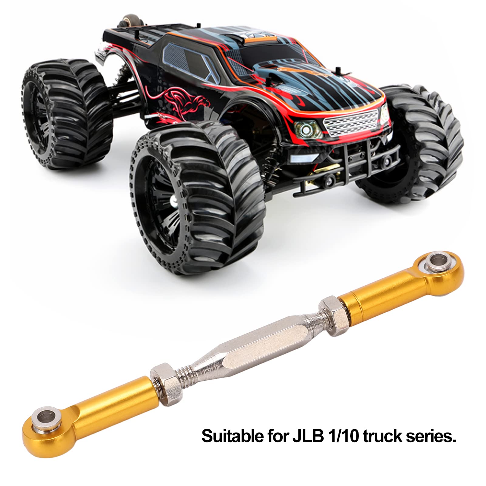 Dilwe RC-Spurstange Für JLB 1/10 RC-Autos – Aluminium & Stahl, Gold | Servoverstellbare Lenkstange, Für Mehr Stabilität