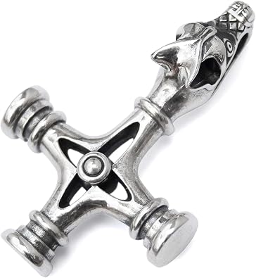 Viking Wolf Cross Necklace for Men - 925 Solid Sterling Silver or Bronze