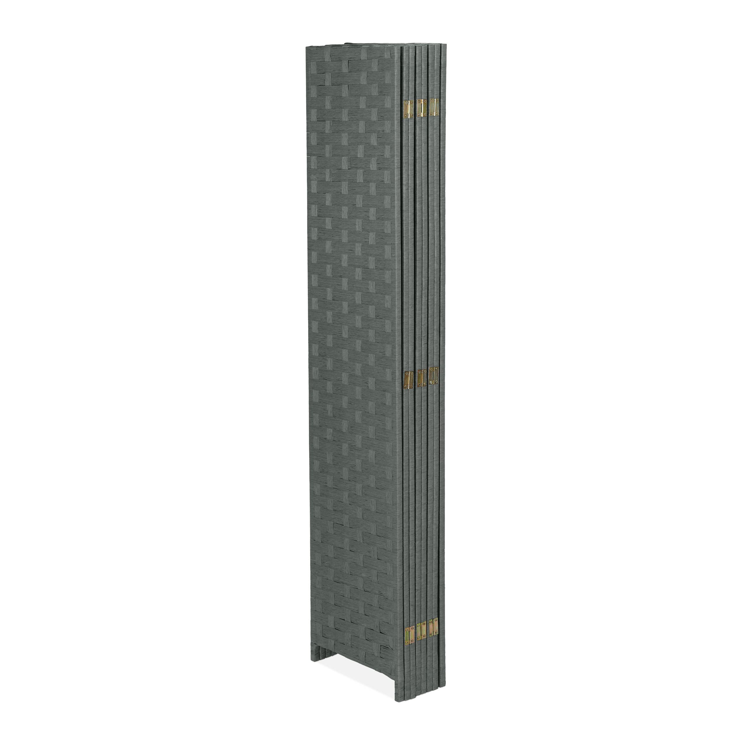 Relaxdays Paravento ad 8 Pannelli, Divisore Pieghevole, HxL170x320 cm, Legno, Carta, XXL, Separé per Interni, Grigio