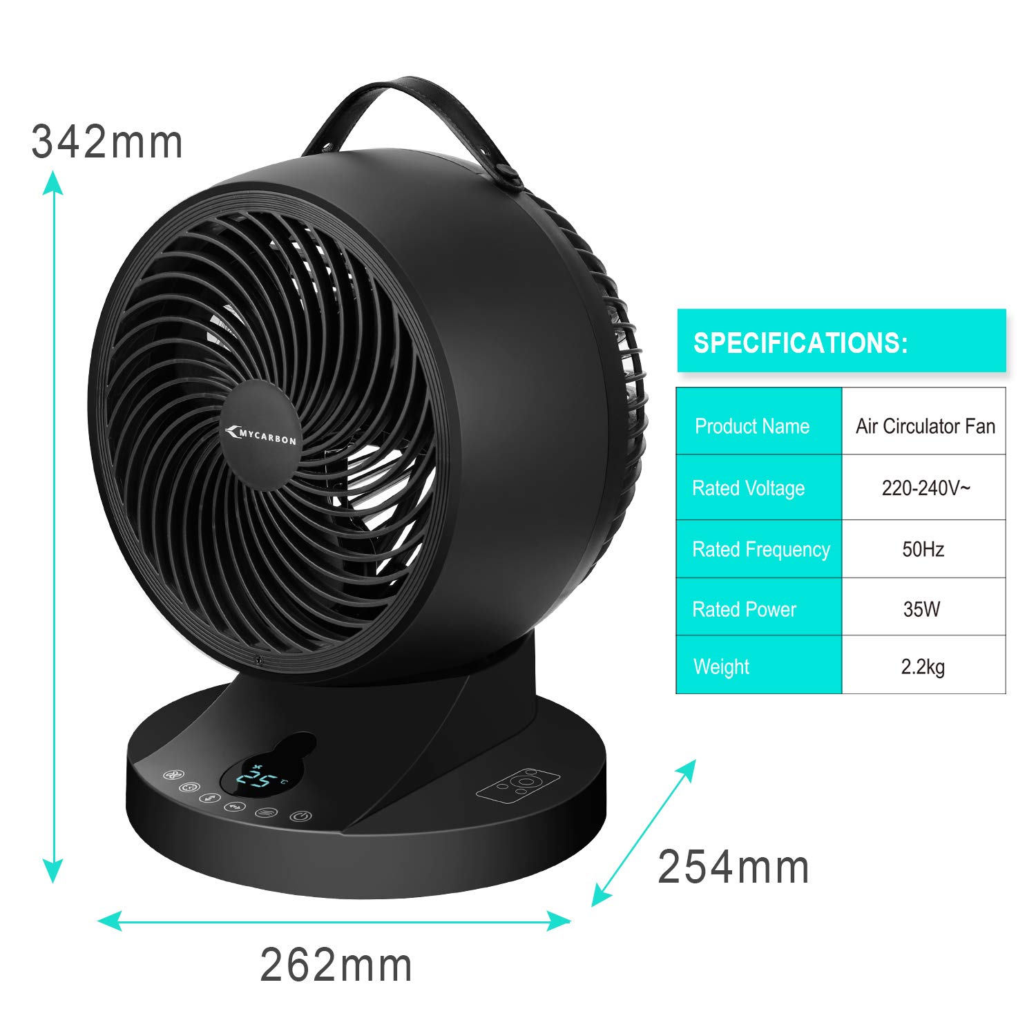 MYCARBON Fan Quiet Desk Fan 