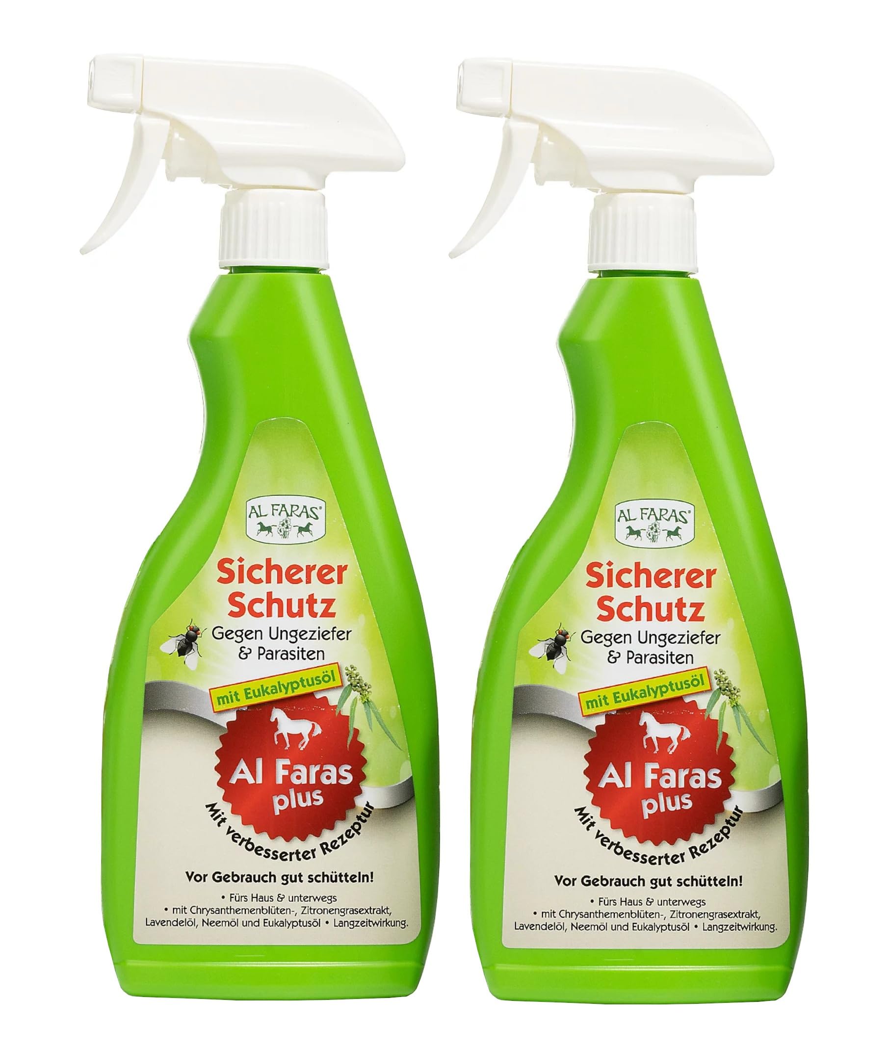 Sicherer Schutz Insektenspray 2x500 ml ohne Aerosole | Anwendungsfertige Flüssigkeit mit Eukalyptusöl für Oberflächen gegen kriechende und fliegende Insekten