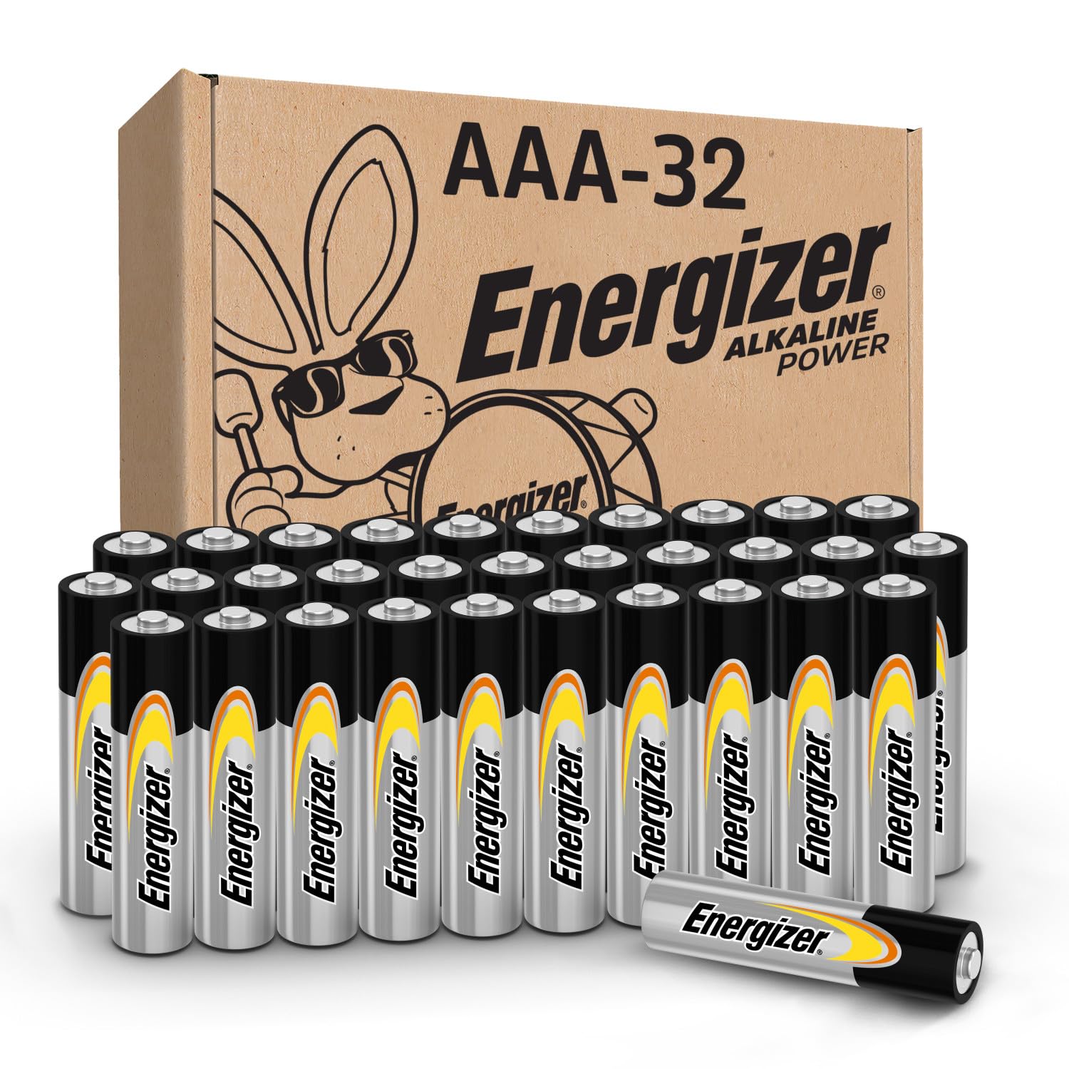 Energizer Alkaline Power AAA Batteries (32 Pack), Long-Lasting | For wireless mouse, flashlights, thermometers, smart home devices, and controllers; hold power for up to 10 years in storage