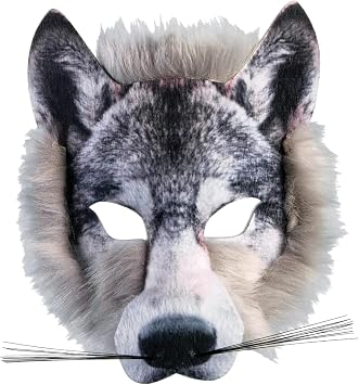 Wolf Werewolf Mask for Adults - NEW Furry Therian Half Face Animal Mask, Elastic Strap