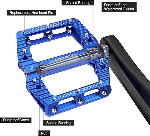 Miniatura 3 de MZYRH Pedales de bicicleta de carreteramontaña Pedales MTB Pedales planos de bicicleta 3 rodamientos 916 "aleación de aluminio Pedales de plataforma