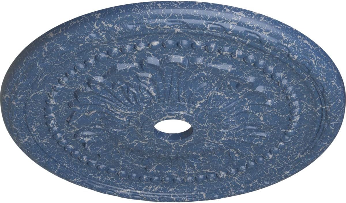 31 1/2"OD x 3 5/8"ID x 1 3/4"P Palmetto Ceiling Medallion (Fits Canopies up to 7 5/8"), Hand-Painted Americana Crackle