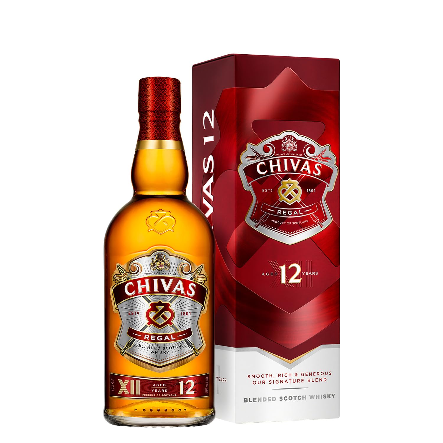 Chivas Regal 12 Year Old Blended Scotch Whisky, 70 cl with Gift Box