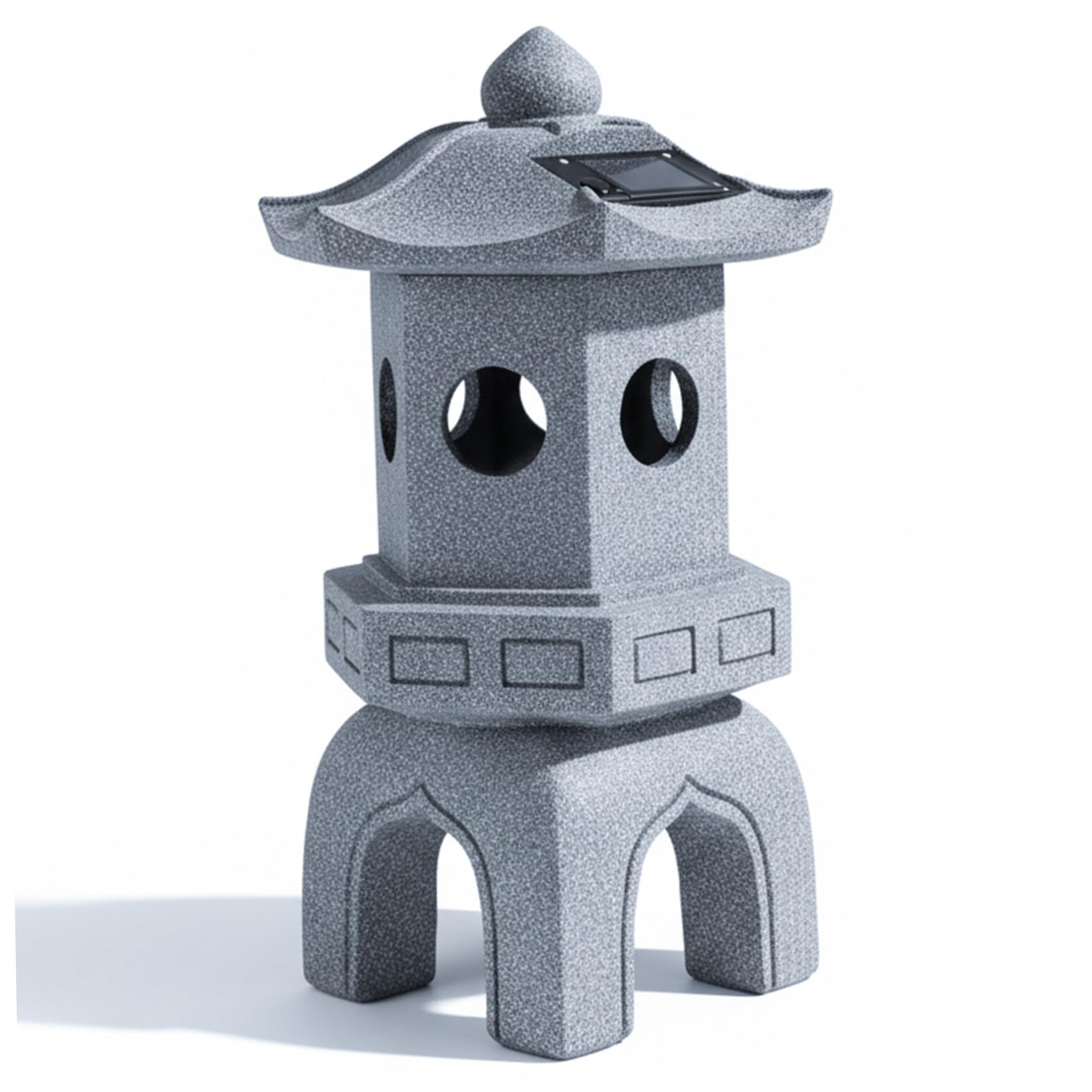 Pagode de jardin japonaise en résine faite main avec lampe LED solaire