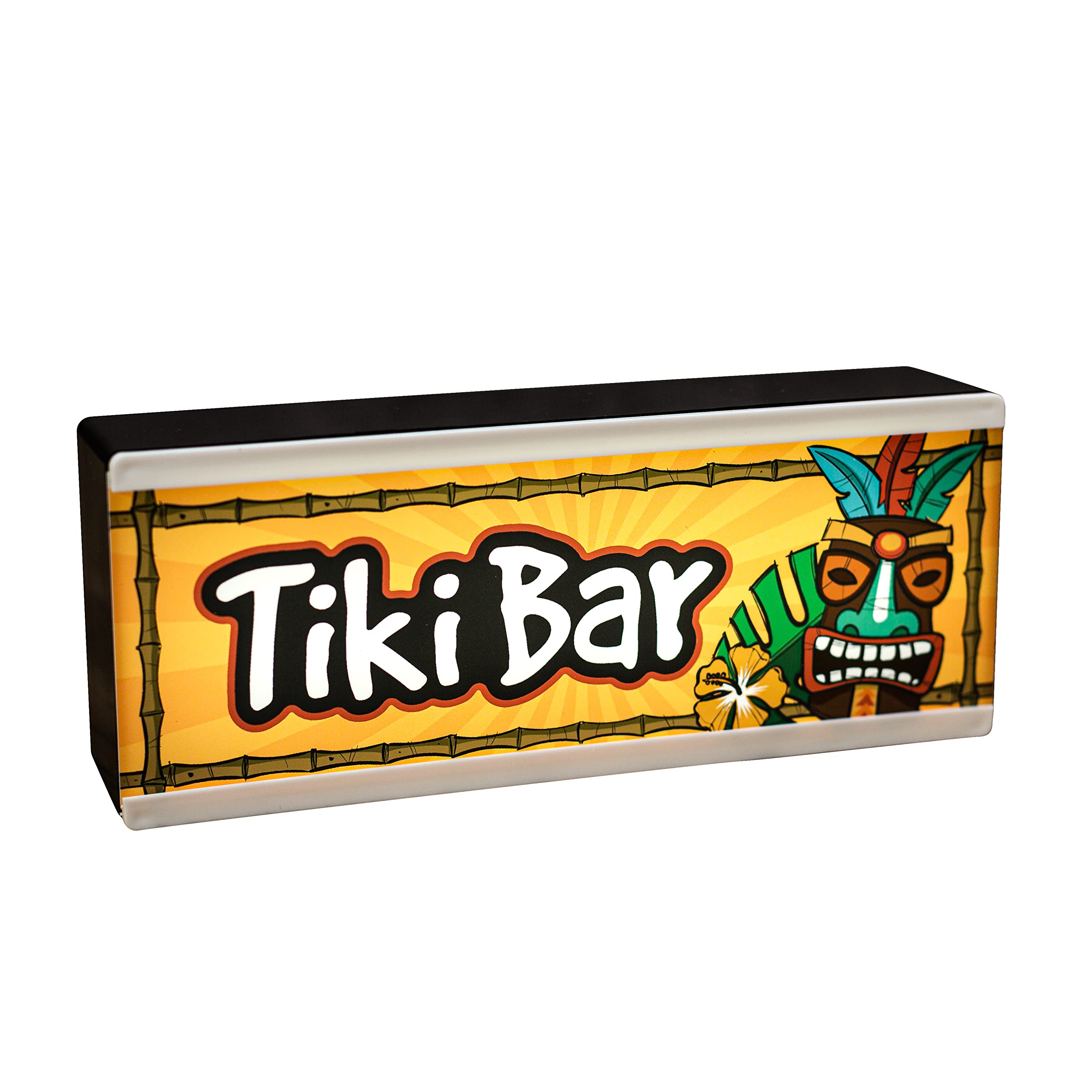 Echo Three White Light Up Tiki Bar Sign | Portable Led Light For Home Cocktail Bar | Self Stand & Wall Hanging Tropical Island Cocktail Hawaii Light Box Sign