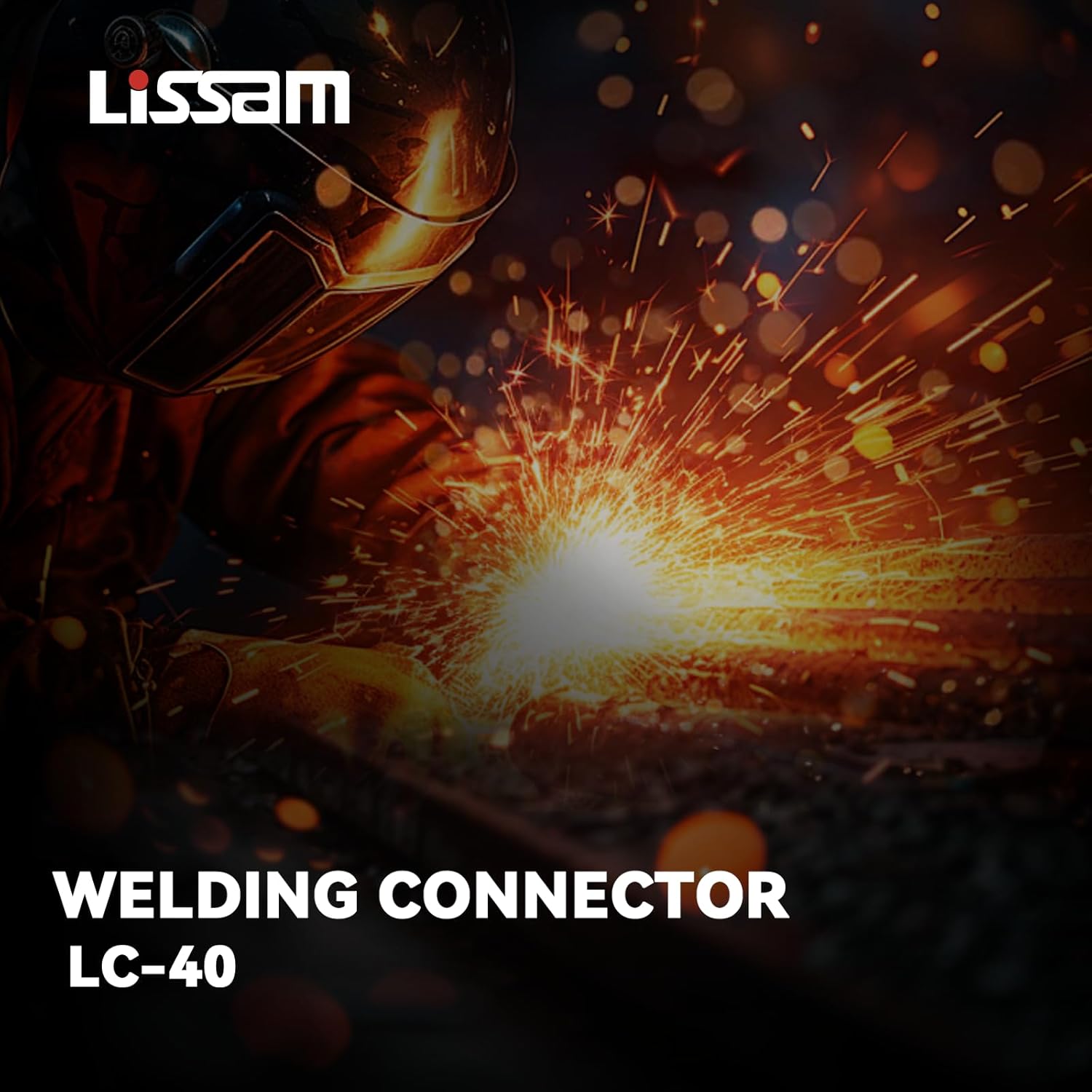 LISSAM LC-40 Welding Cable Quick Connector 2 Pairs, 350 Amp, 2 Male + 2 Female Lead Connectors, Fits 1/0–2/0 AWG (50–70 mm²) Welding Cables