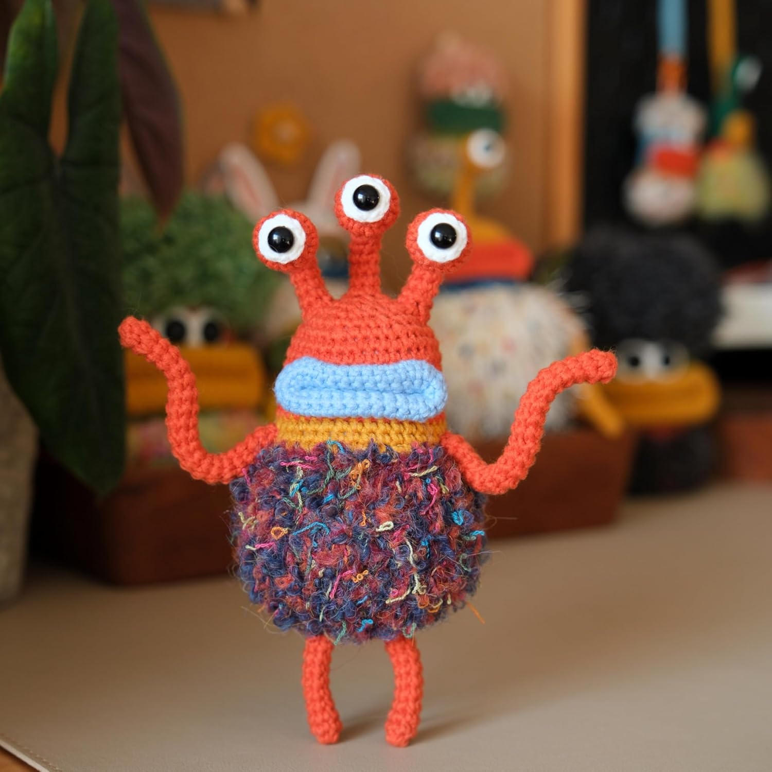 Beegofly Crochet Kits, Crochet Monsters Kit for Experienced Adults and Kids,with Step-By-Step Video Tutorials,Handmade Gift,Original Sausage Mouth Monster Rabbit Costume Doll (Dark Brown)