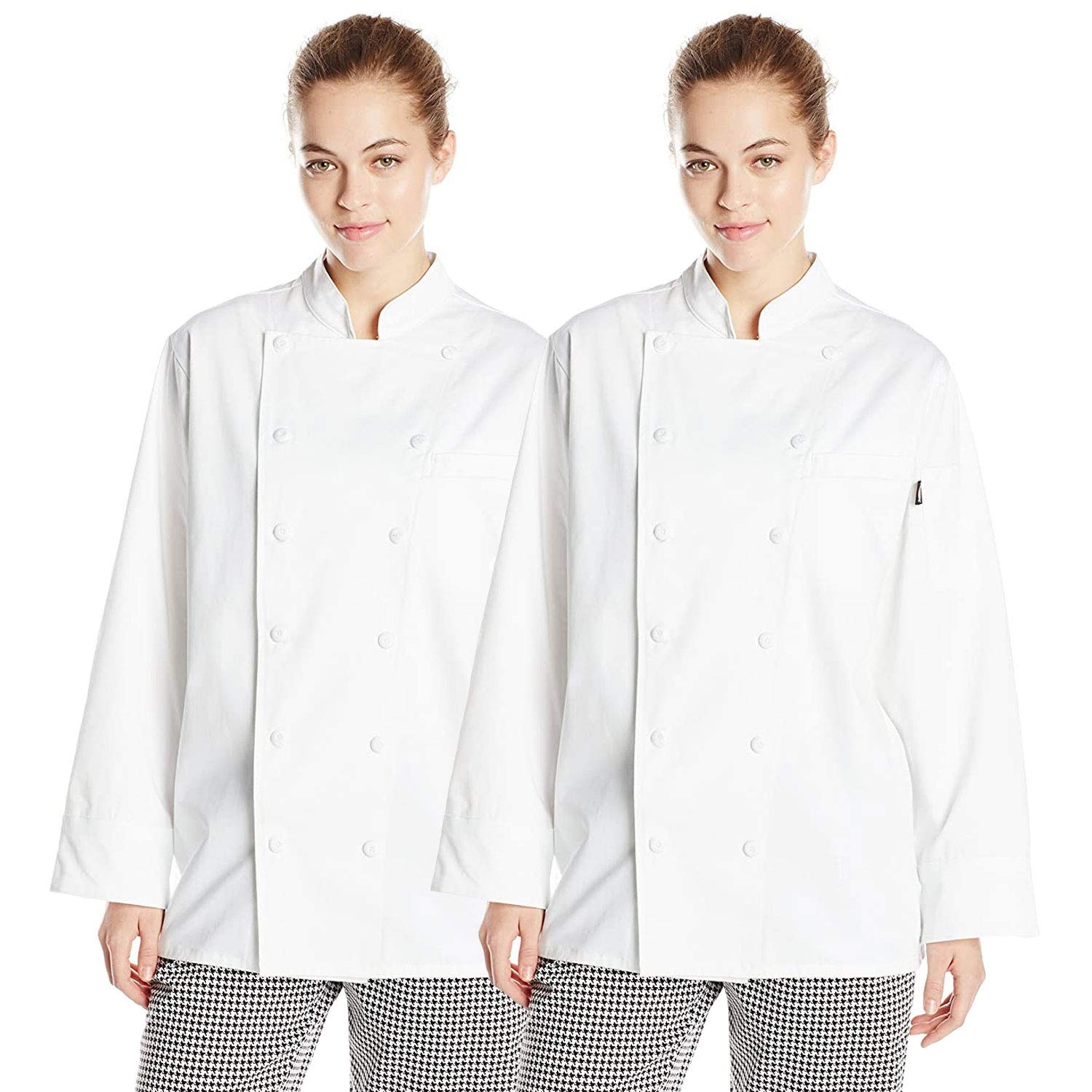 Chef Code 2-PACK 100% Cotton Women's Executive Chef Coat 12 Button (Large)