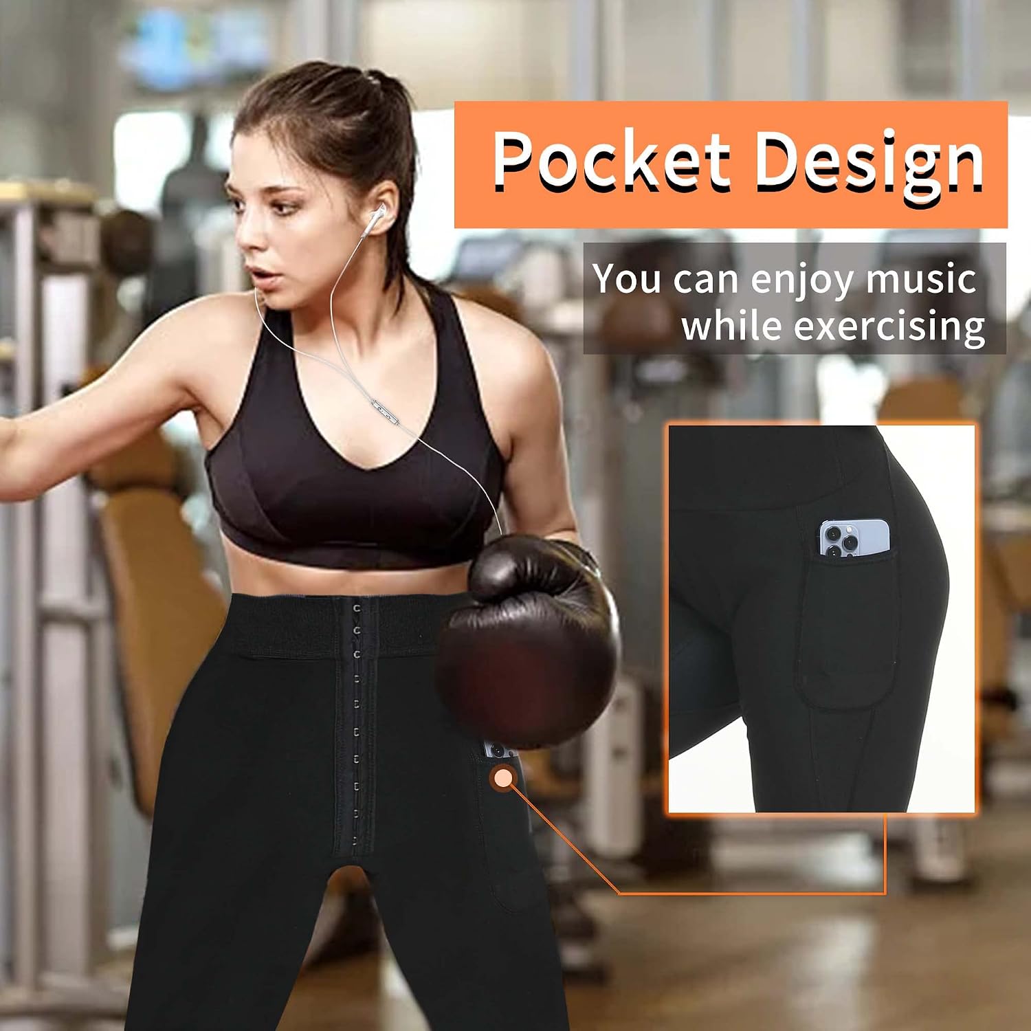 Sauna Pants for Women High Waist Sauna Sweat Leggings Workout | Breathable crotch mesh keep you dry while exercise,high waist buckle to adjust freely,heat gathering PU material
