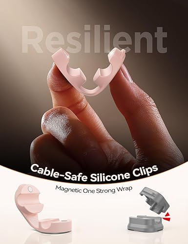 Miniatura 2 de FLYLEAD - Paquete de 8 clips magnéticos de silicona para cables 0.315 in más anchos accesibles Gestión de cables de escritorio, soporte de cable de