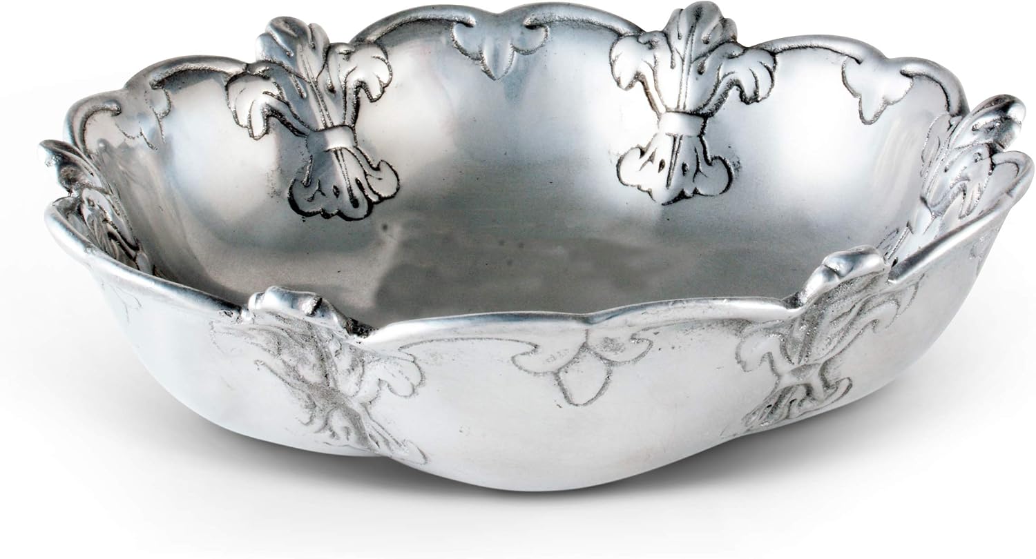 Arthur Court Designs Aluminum Fleur-De-Lis Serving Salad Food Bowl Classic Southern Style Décor 10 inch Diameter