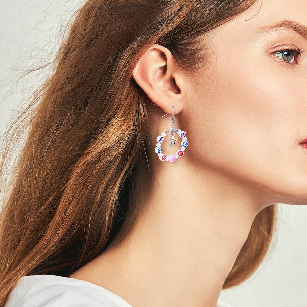 500Pcs Acrylic Peace Sign Beads Bulk Flat Round White Spacer Beads Aesthetic Cute Charms Jewelry Making Supplies for DIY Bracelets Necklaces Earrings Keychains Phone Chain Strap - Image 6