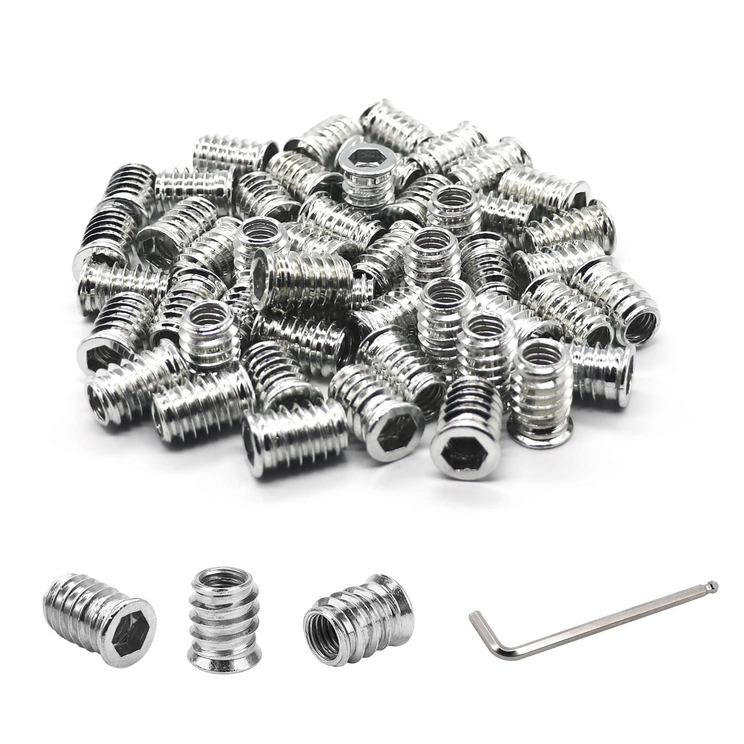 10 Tuercas De Inserción De Madera M4 M5 M6 M8 M10 1/4-20 5/16-18 3/8-16