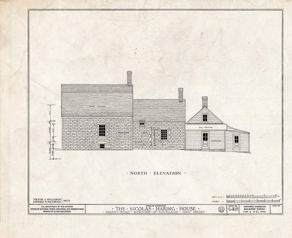 Historic Pictoric : Blueprint HABS NJ,2-NORVA,1- (Sheet 2 of 11) - Nicholas Haring House, Piermont Road, Rockleigh, Bergen County, NJ 14in x 11in