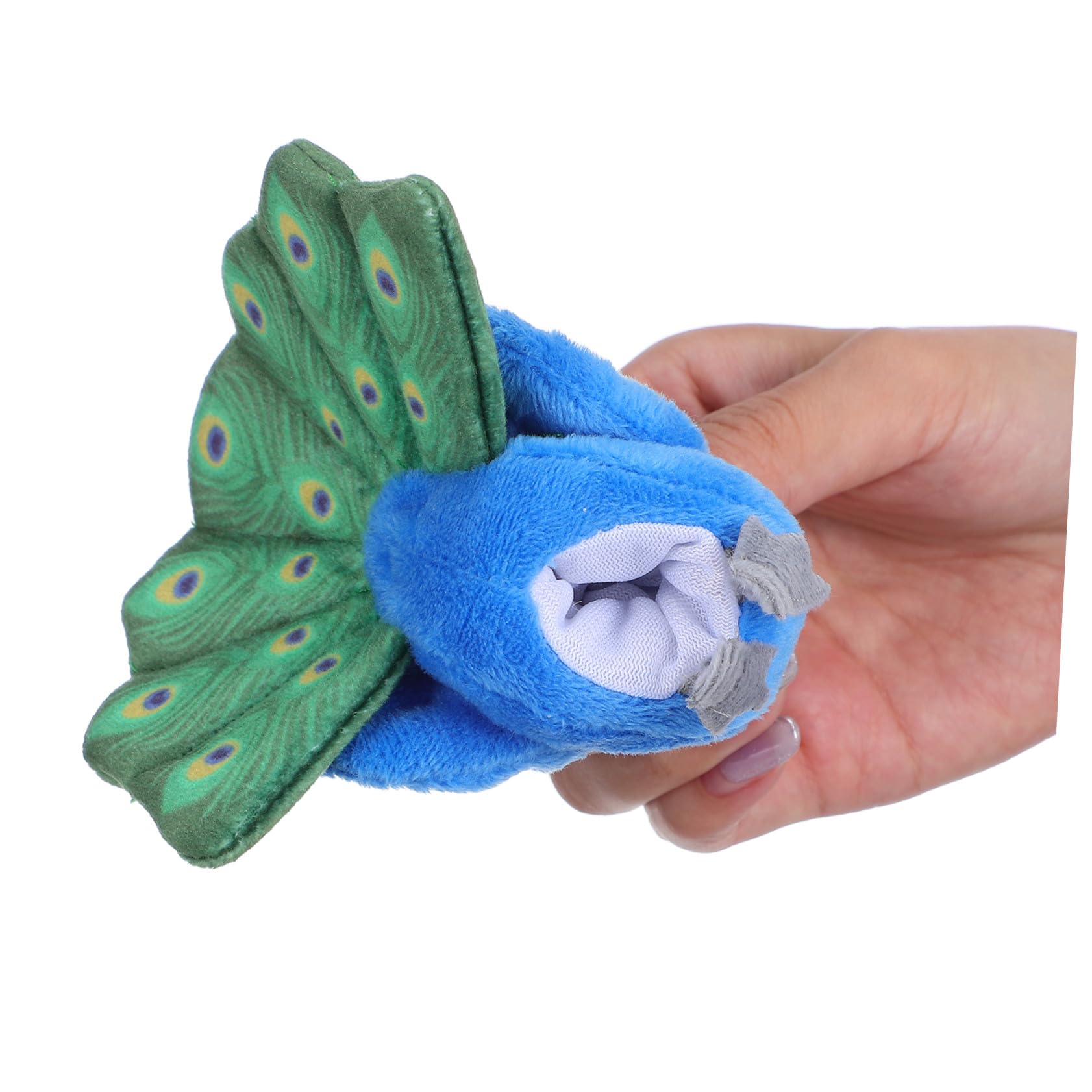 Marionnette à Doigts Jouet Interactif Mini Paon en Peluche Bleue et Accessoire de Narration pour Garçon et Filles pour Activités Itinérantes