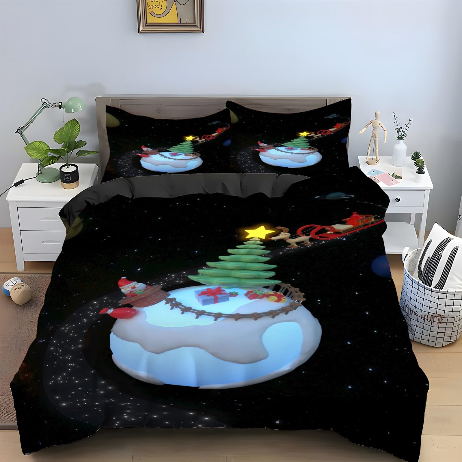 Parure de Lit Voeux De Nouvel An 160x200 : Créez une Ambiance Hivernale Cosy dans votre Chambre