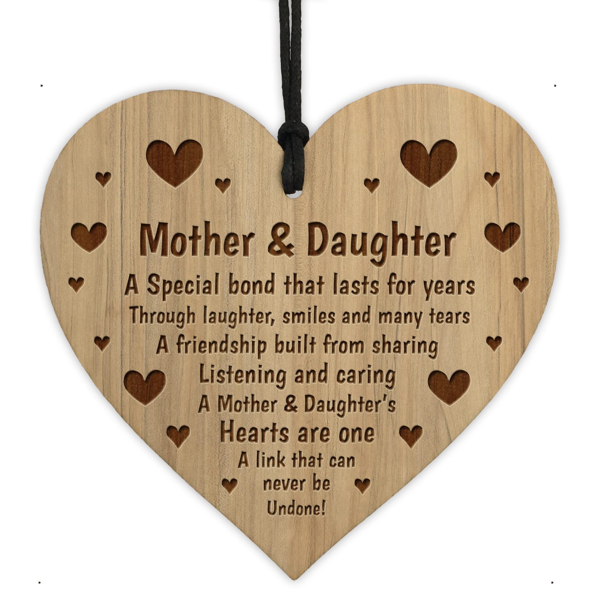 Red Ocean Mother And Daughter Engraved Heart Sign Mothers Day Gift For Mum Birthday Gift For Daughter