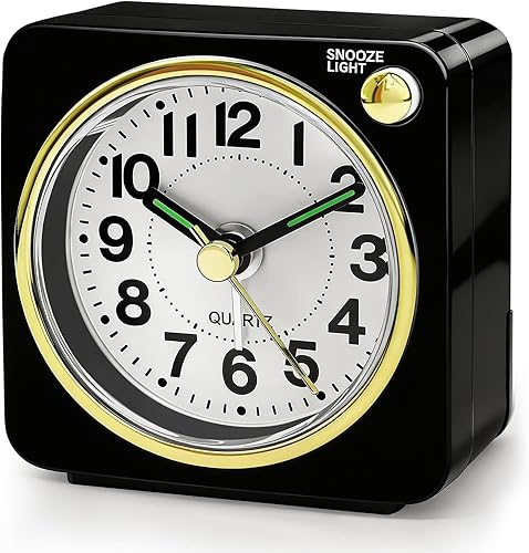 Lamisola Mini reloj despertador de viaje, reloj despertador analógico de batería pequeña, relojes de mesita de noche para dormitorios, decoración