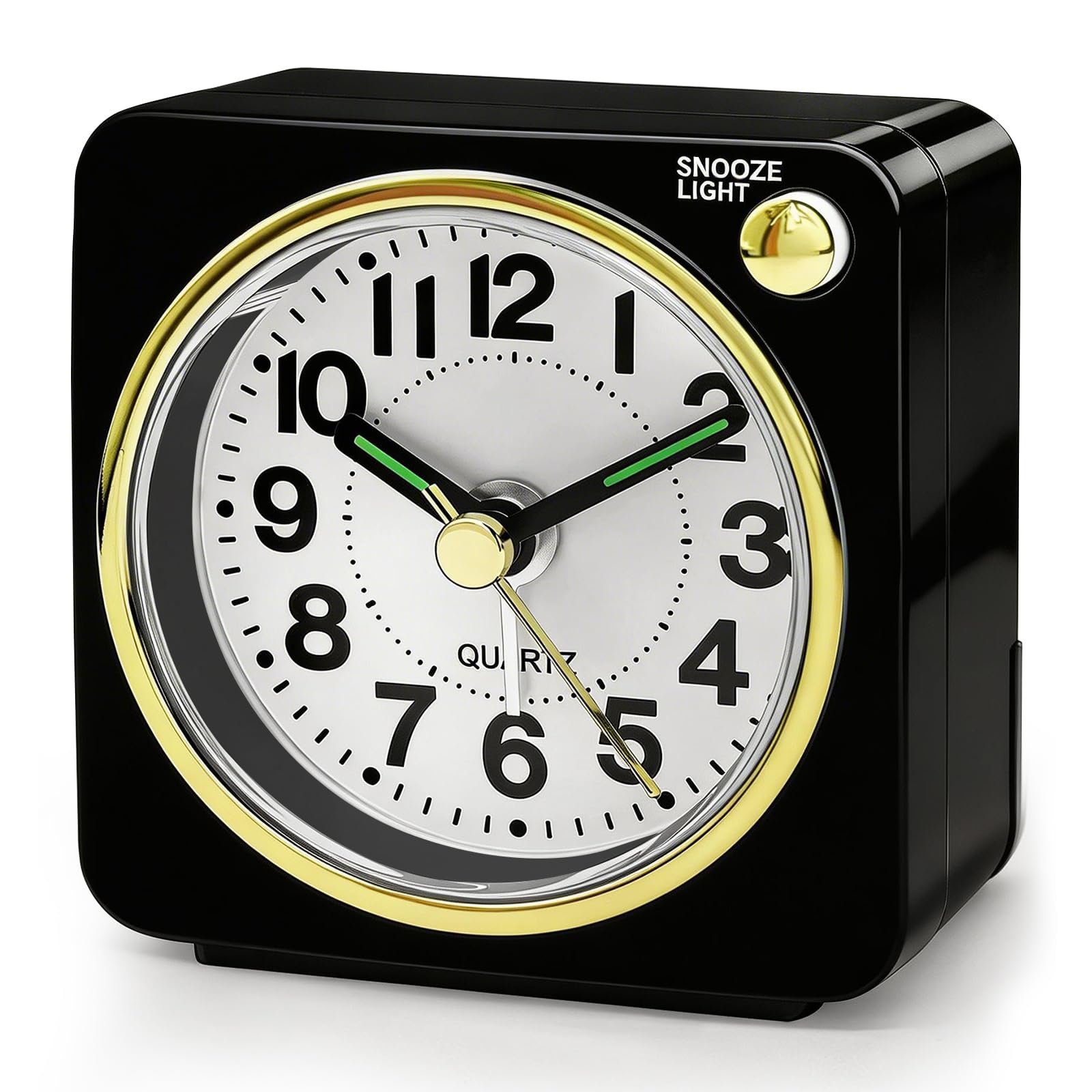 Lamisola Mini Travel Alarm Clock, Small Battery Analog Alarm Clock, Bedside Desk Clocks for Bedrooms, Vintage Home Decor for Bathroom Kichen Office Room, Black