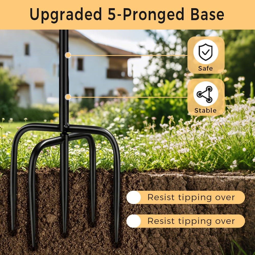 115cm Vogeltränke Stehend, Vogelbad für Draußen Garten, 2 In 1 Wassertränke für Vögel, Vogelbad Garten Stehend mit Stabiler 5-Zinken-Basis für Garten und Rasen, Winterfest Futter Wasserschale