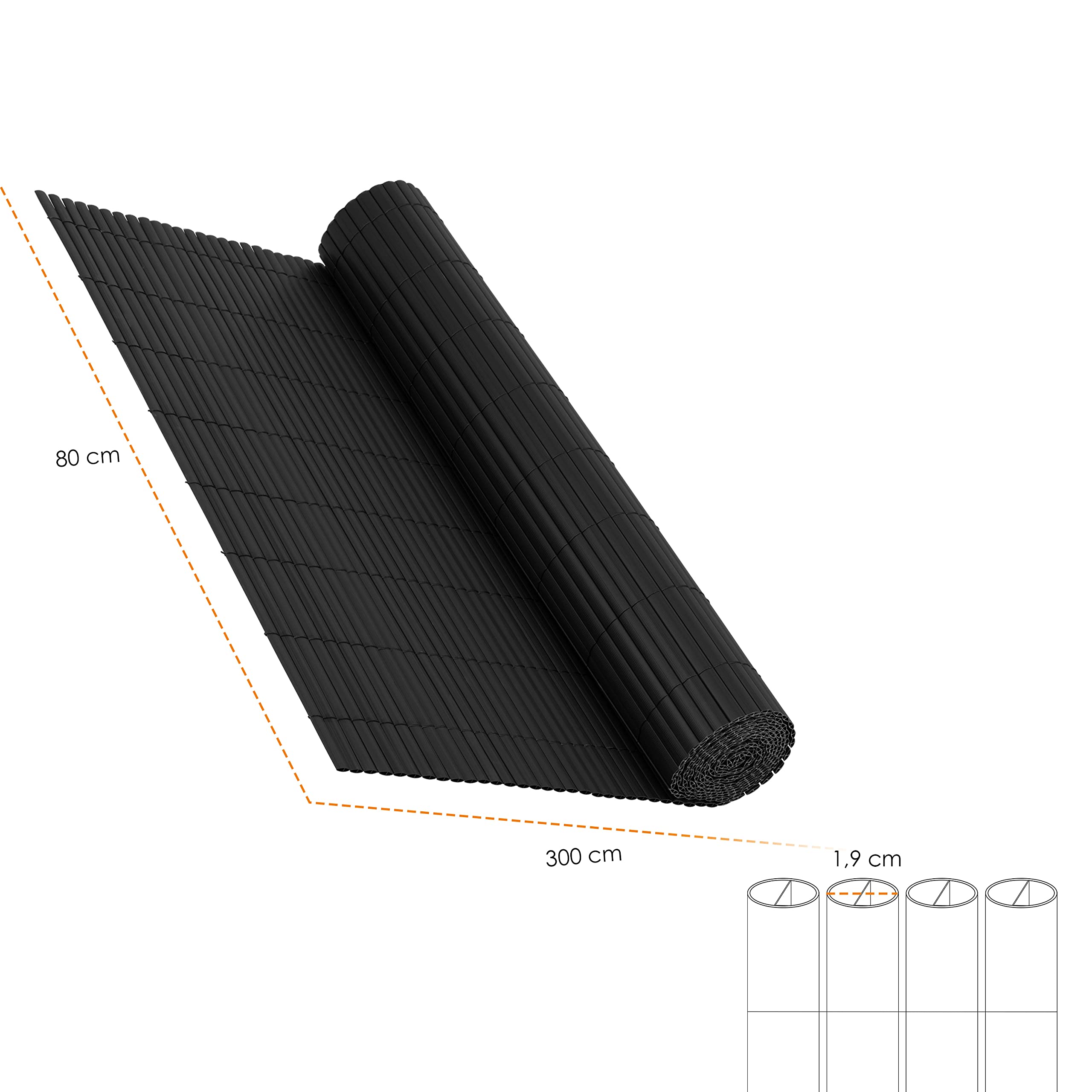 KESSER Pare-Vue PVC Clôture Revêtement Balcon Paravent Lames renforcées résistantes intempéries 80 x 300 cm