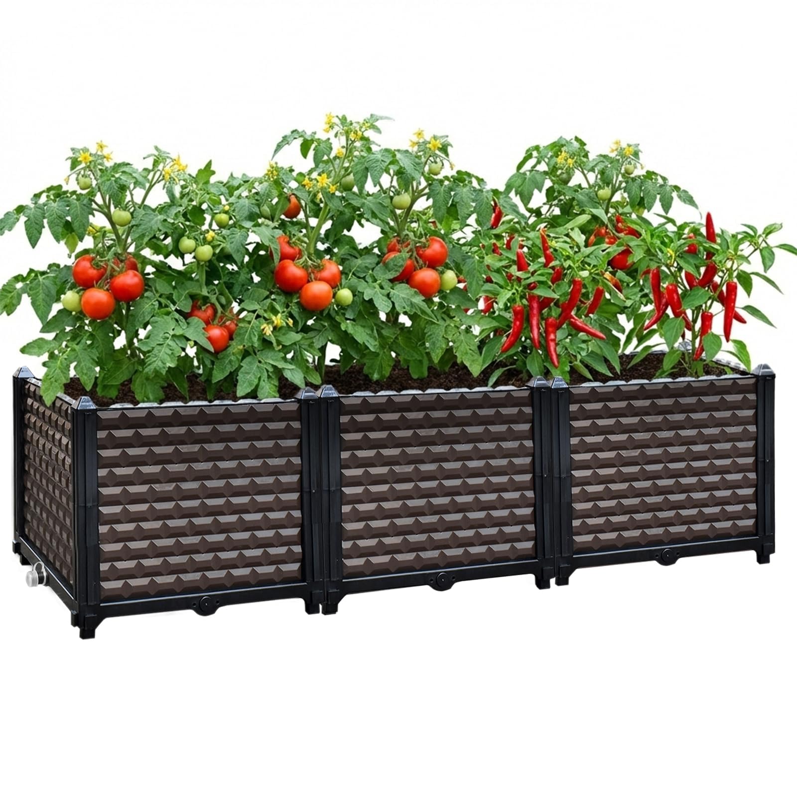 EasyVibe Raised Garden Bed Self Watering Deepened 36cm, 136L Large Planters Box for Outdoor Plants, Elevated Patio PP Flower Vegetables Planting Container, Garden Bed Planter Box Kit Drainage Holes โ image 1