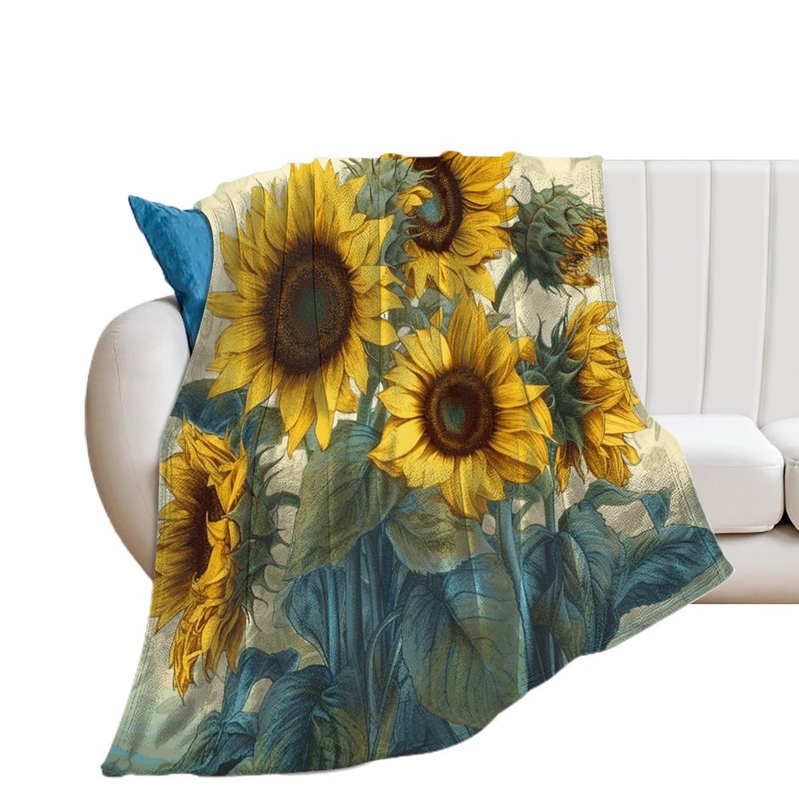 Sunflower Print Throw Blanket for Couch Super Soft Warm Lightweight Throw Blankets Cozy Flannel Bed Blanket Cute Decorative Blankets for All Seasons Home Decor Gift 30"*40"（76 * 100cm）