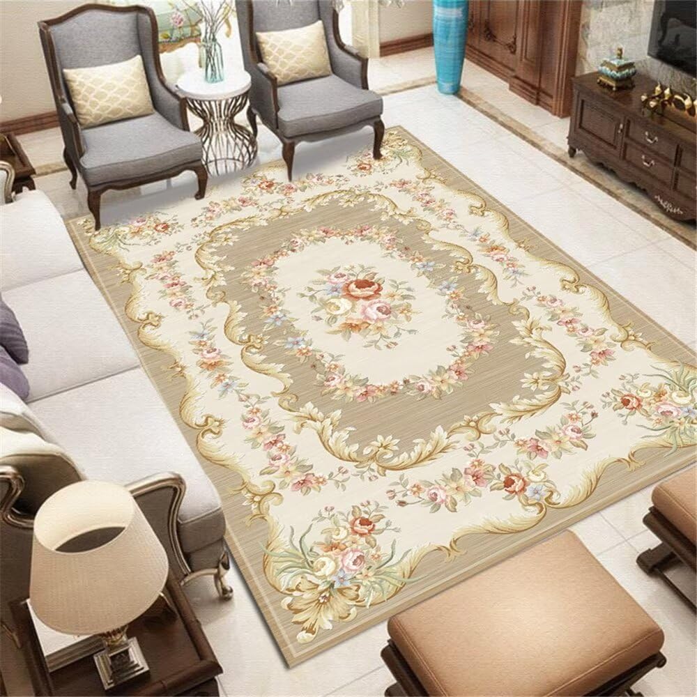 Tapis lavable en machine 180x280 grand confort floral rétro extérieur