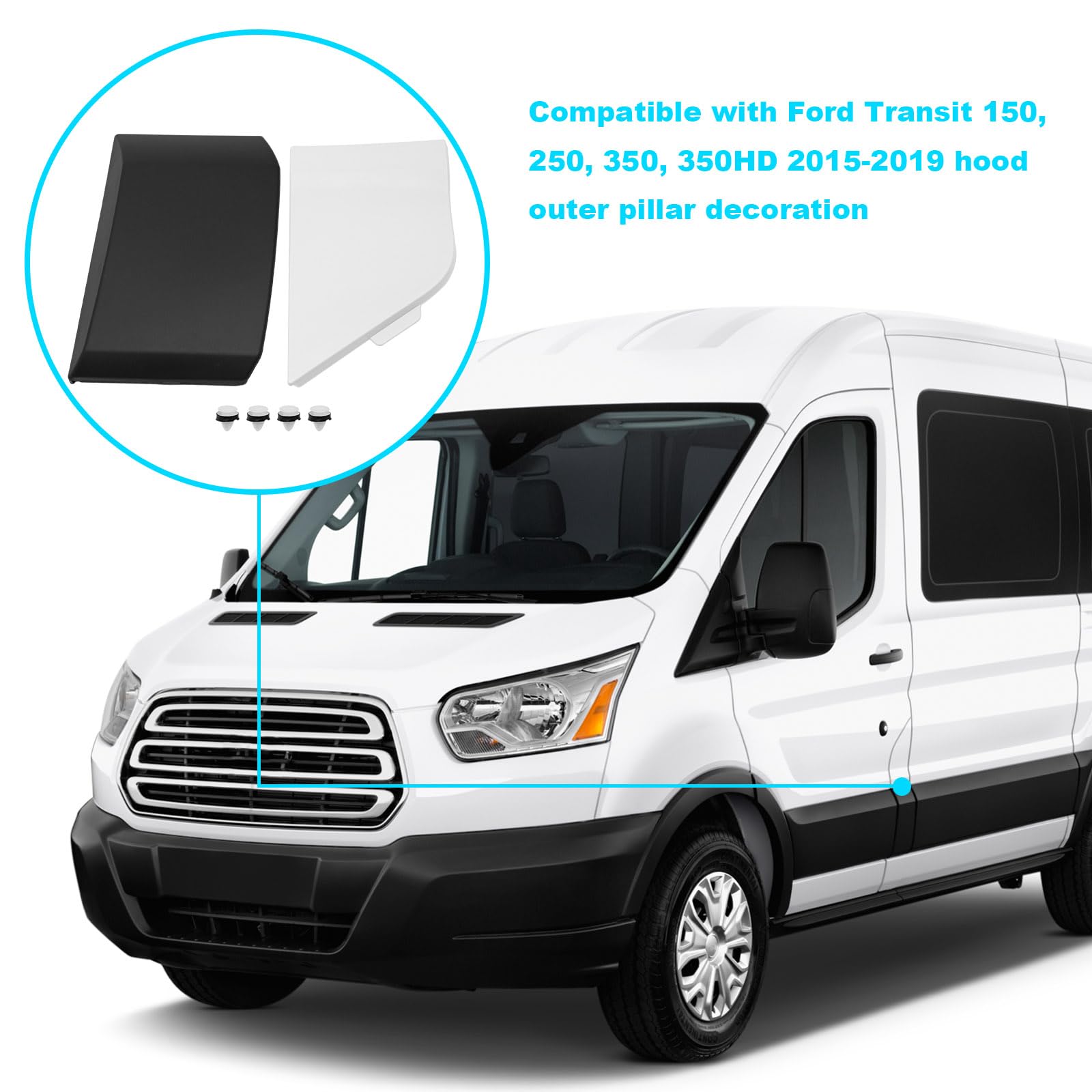 Transit 250 Accessories 3-in-1 Gas Door Replacement For Ford Transit 2015-2023 - Complete Assembly With White Cover Fuel Filler Door - Foto 6