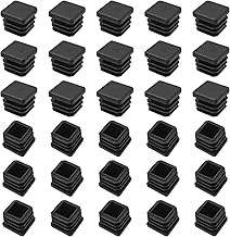 SyiXute 30 Pièces Bouchon pour Tuyau Carré,20 * 20 mm Pied de Chaise Tube Carré,Embout Tube Carré Noir Bouchon,Capuchon pour Poteau Carré en Plastique pour Meuble Armoire Chaise