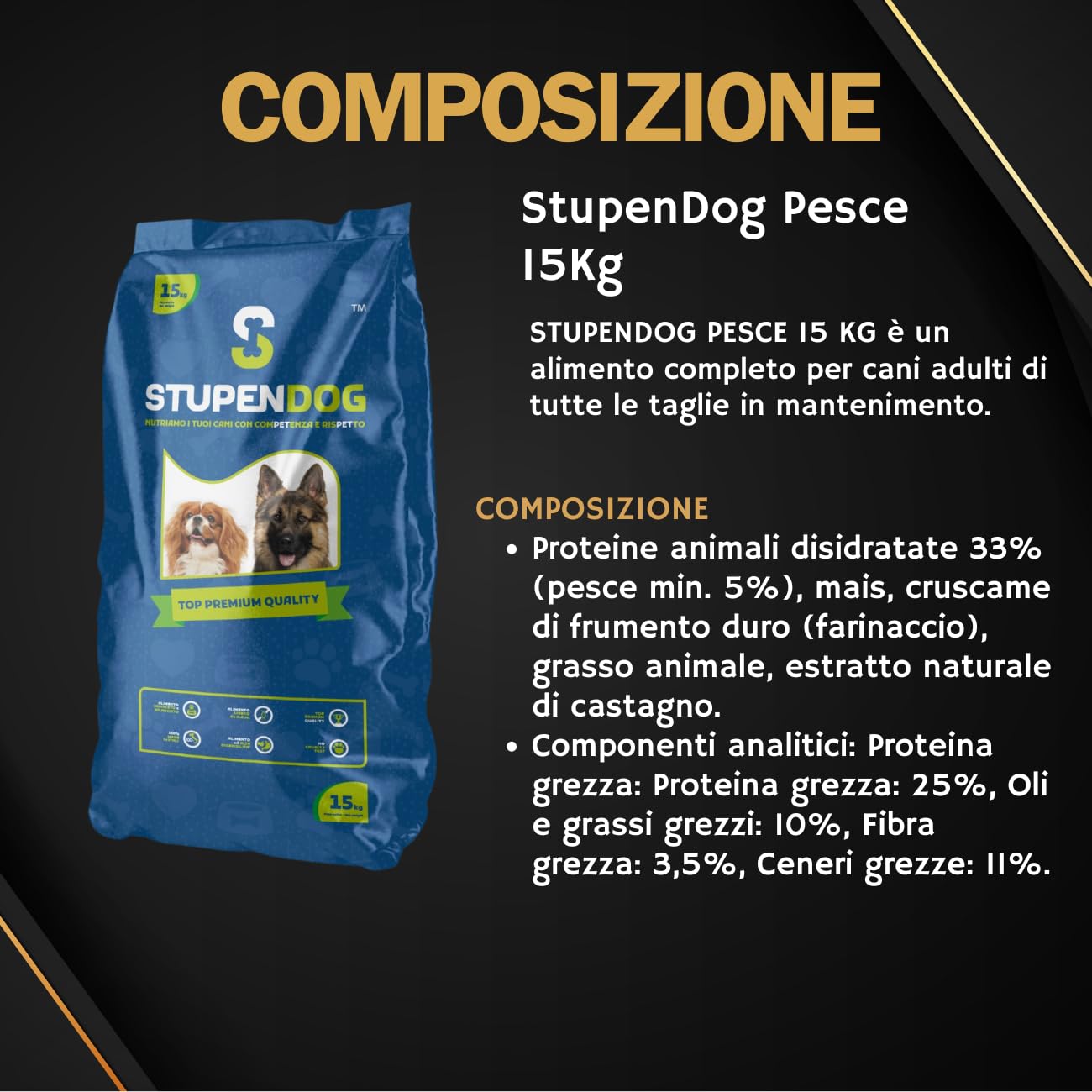 STUPENDOG Crocchette Cani Pesce 15 Kg - Cibo per Cani Adulti di tutte le Taglie in Mantenimento - Croccantini cane - Cibo per cani - 1 Confezione da 15 Kg