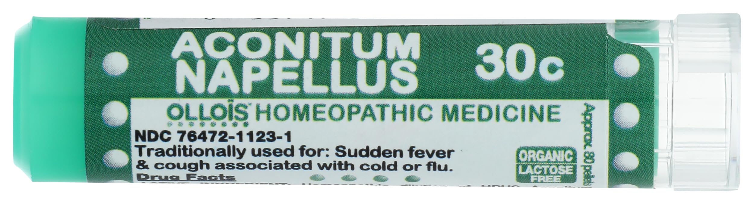 OLLOIS Aconitum Napellus 30c, Organic, Lactose-Free Homeopathic Medicine, 80 Pellets (Pack of 1)