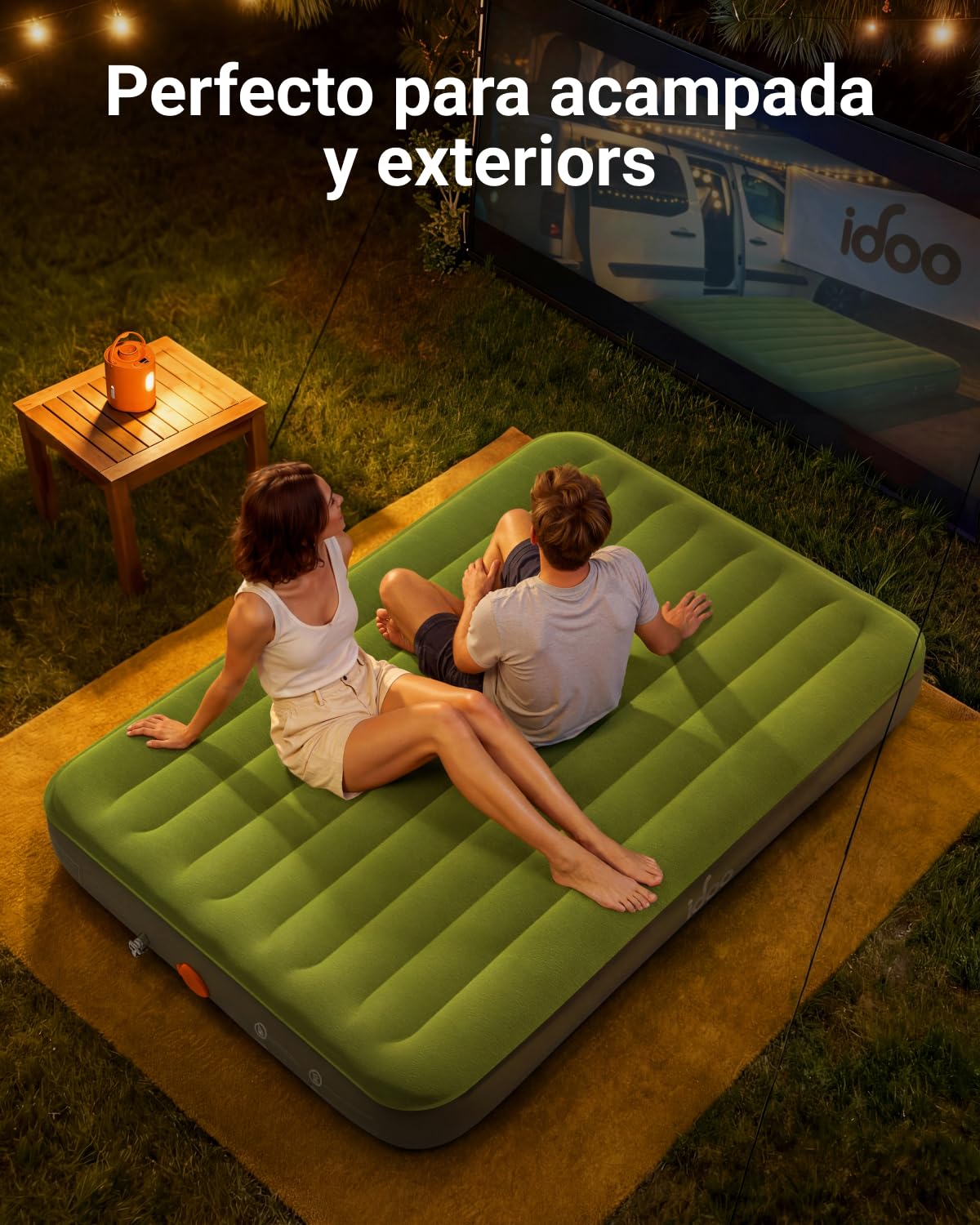 iDOO Colchón Inflable, colchón de Aire con Bomba de Aire extraíble incorporada, Cama de Aire autoinflable en 2,5 Minutos, Ligero y portátil, Ideal para Camping, Viajes e Invitados