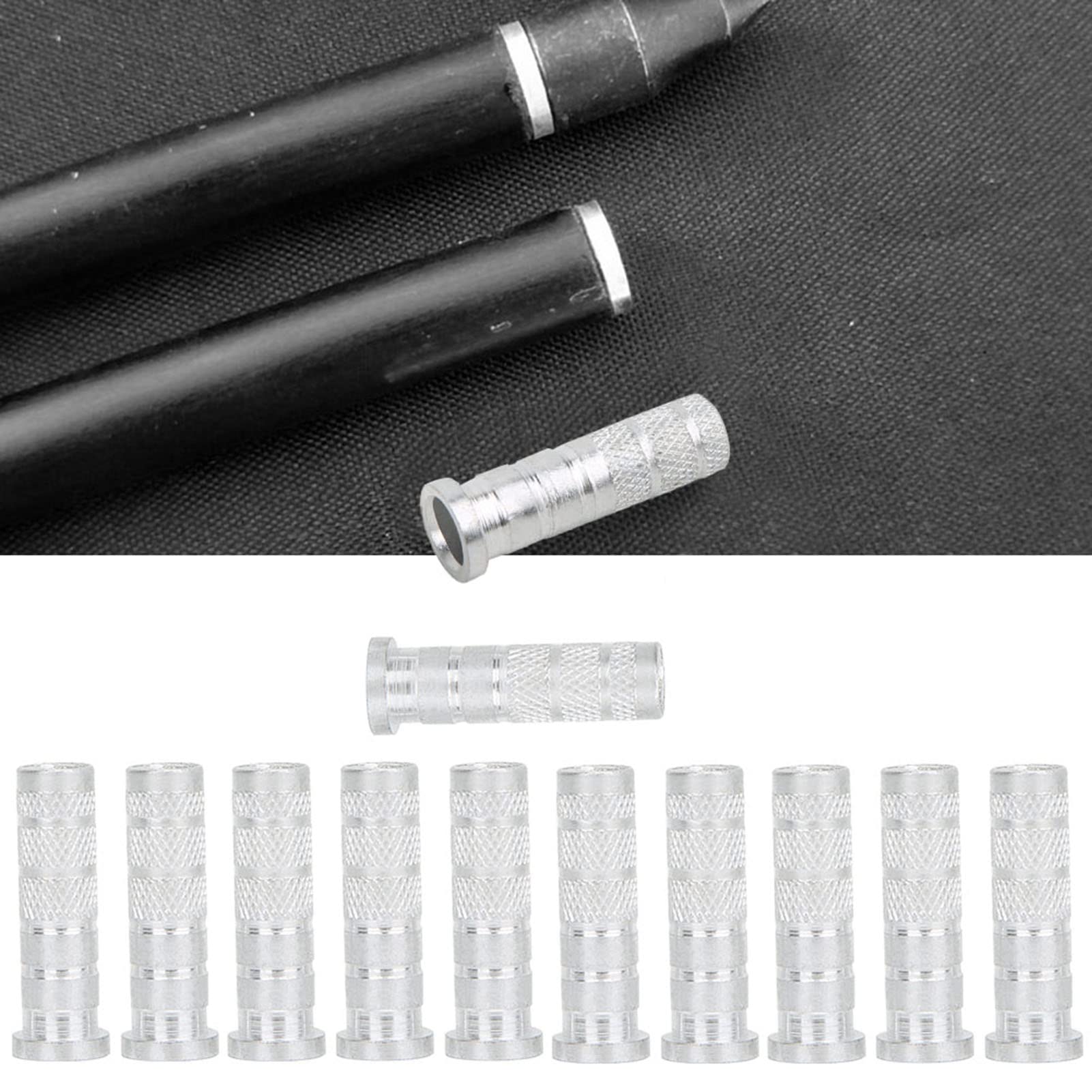 Cocoarm Lot de 12 flèches en aluminium pour tir à l'arc - Inserts de flèches en aluminium - Base légère de 6,2 mm de diamètre - Pointe de flèche - Entraînement du tir à l'arc