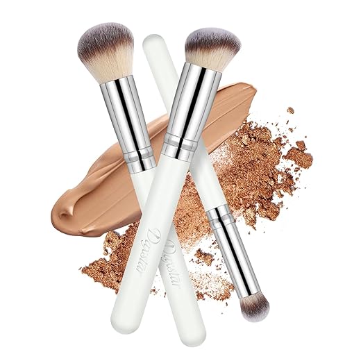 Makeup Brushes 3PCS, Foundation Brushes for Liquid Makeup, Professional Kabuki Foundation Concealer Blush Bronzer Brushes Set for Blending Liquid Cream Flawless Powder Cosmetics Buffing Stippling
