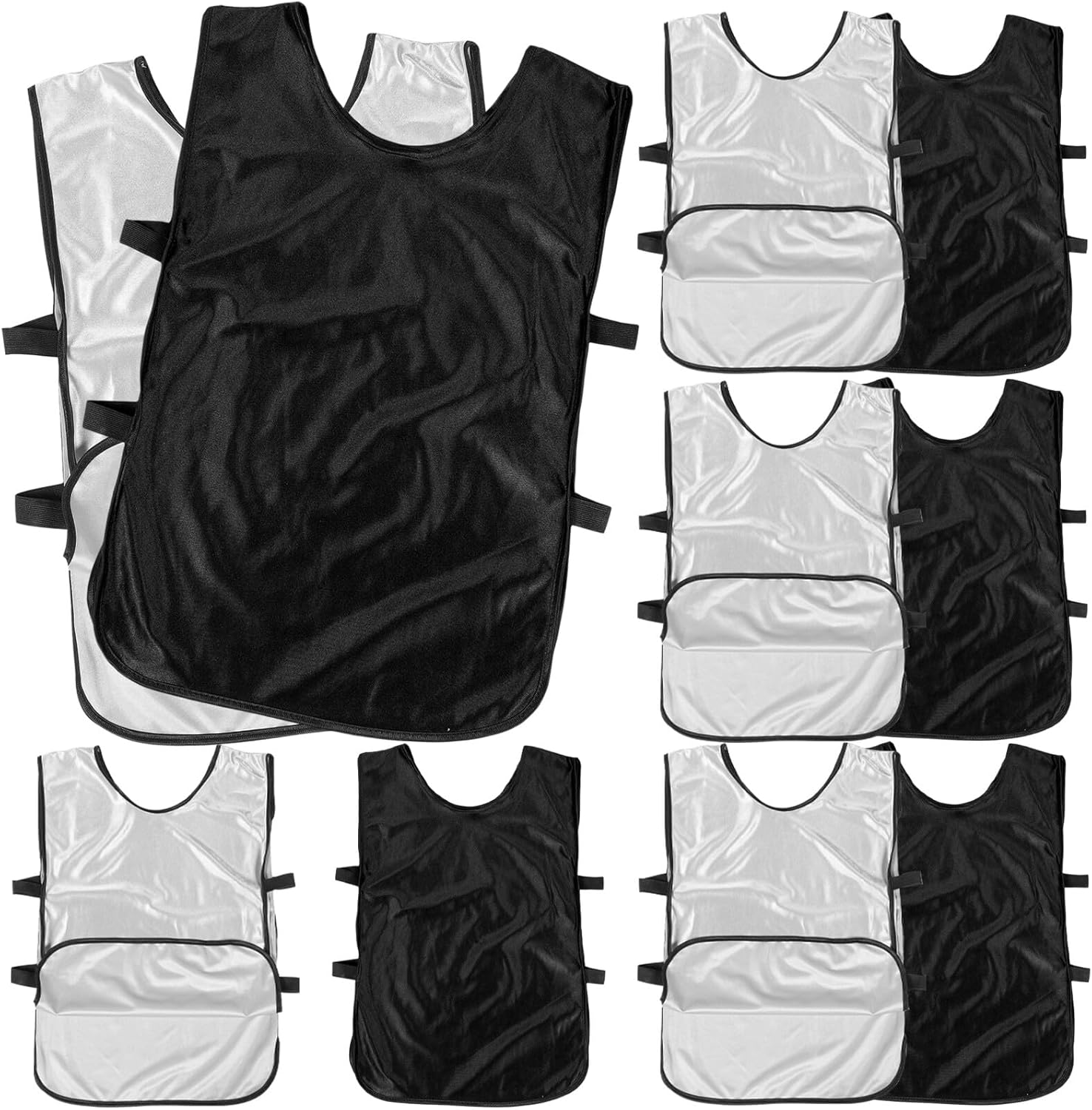 6pcs Washable Soccer Training Vests and Basketball Pinnies, Breathable Polyester Sports Scrimmage Jerseys for Team Practice and Group Training