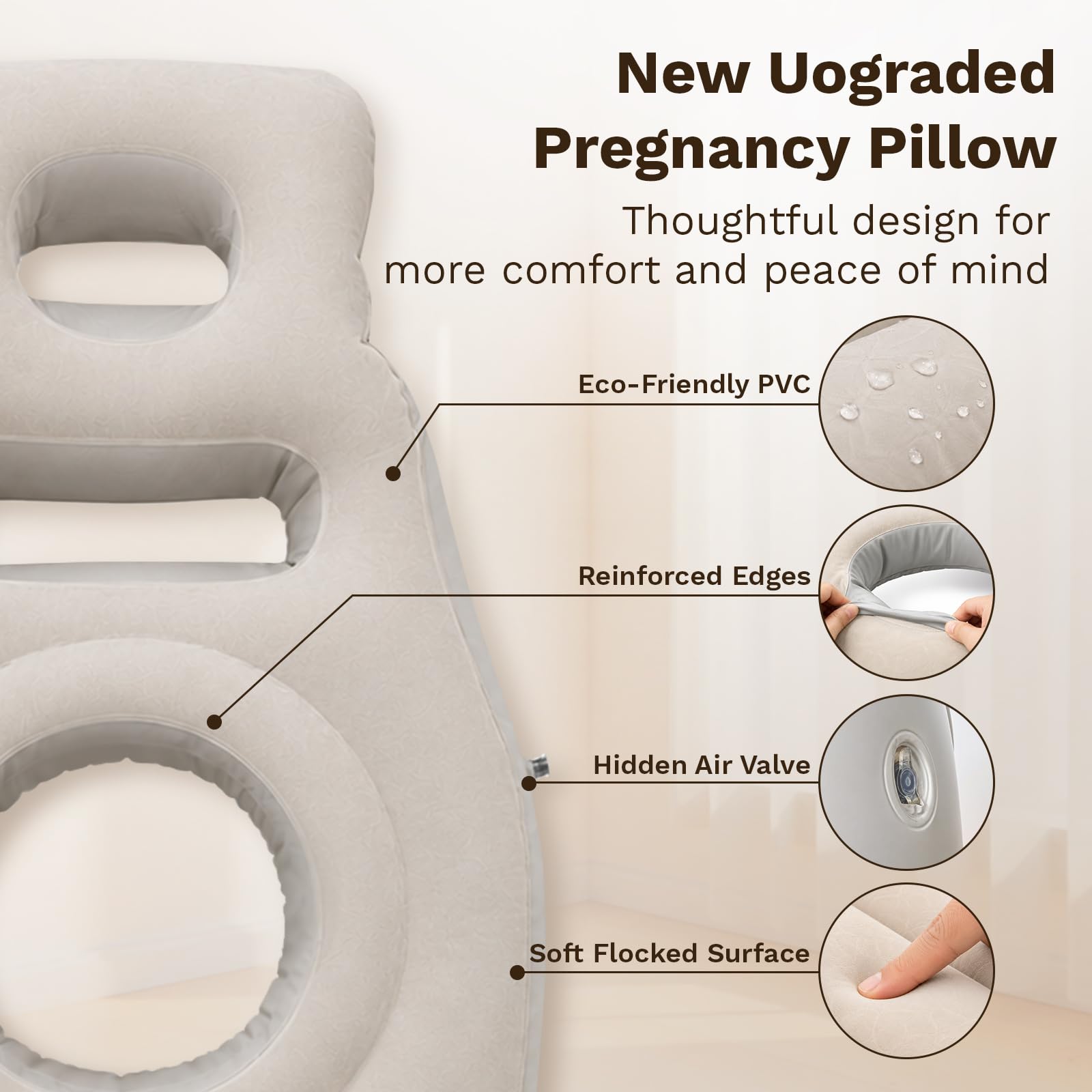 Almohada Inflable para Embarazo, Colchón Inflable de PVC Perforado