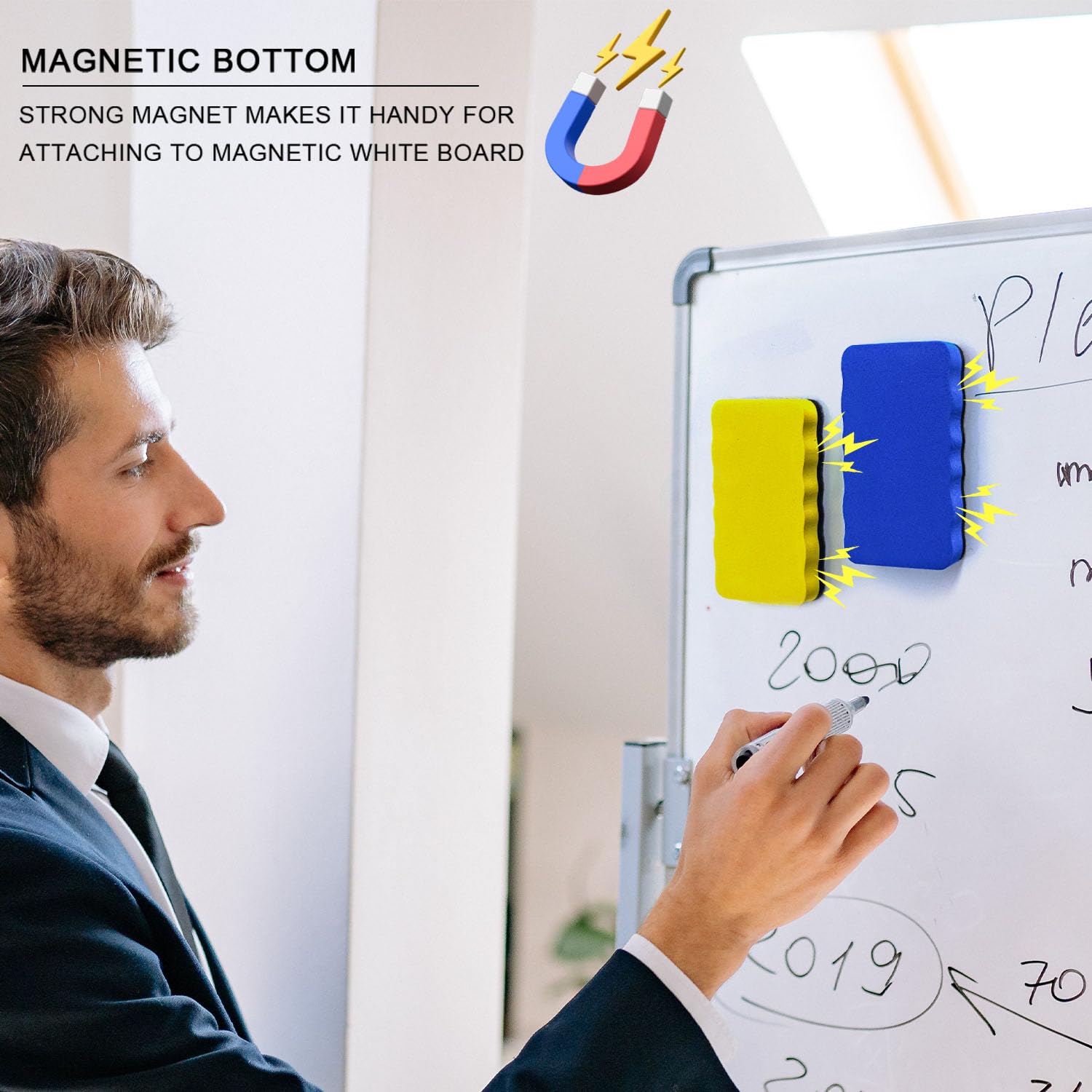 Cancellino Lavagna Magnetica Set 4 Colori - Per Lavagne Bianche Ufficio E Scuola