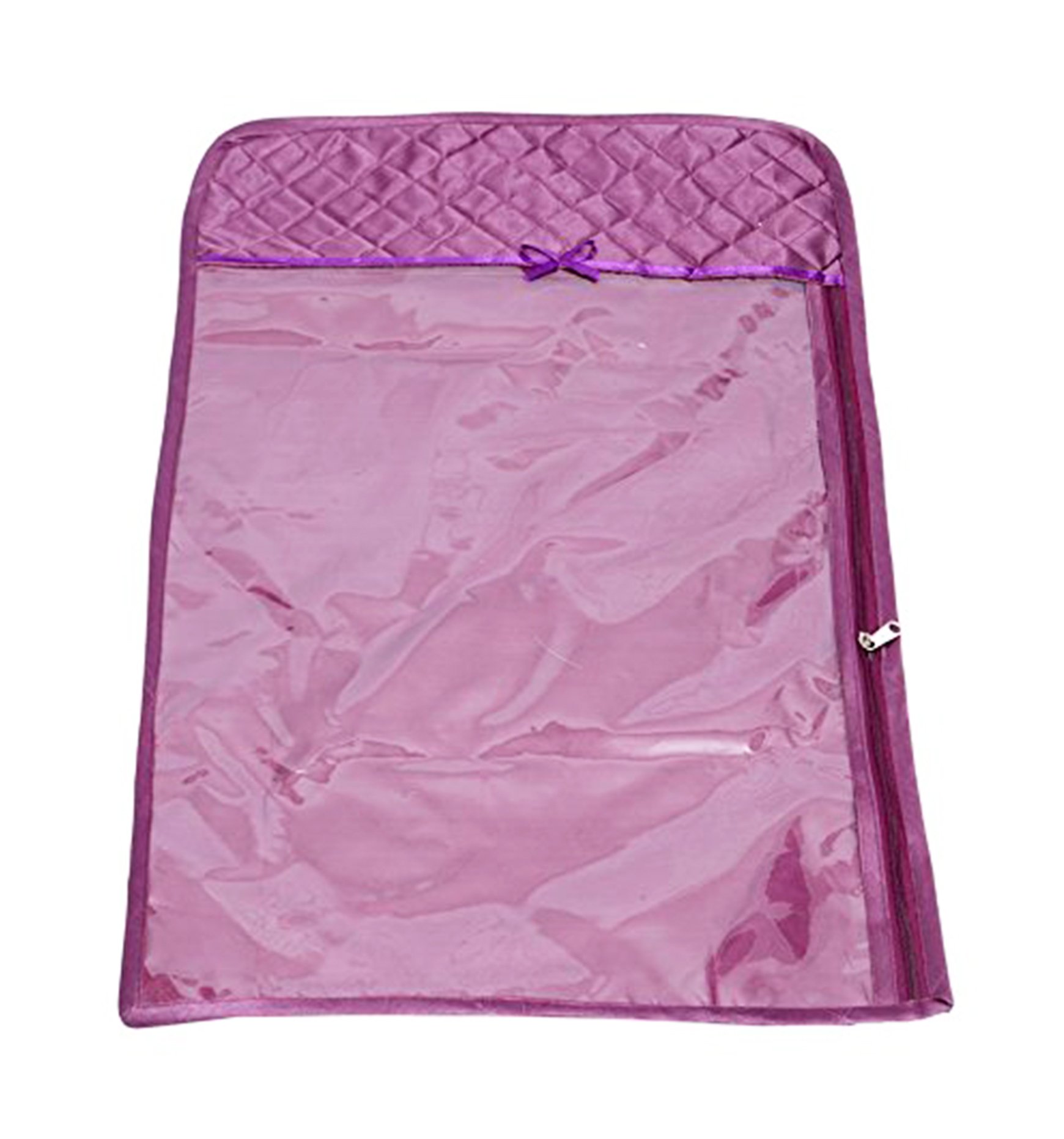 atorakushon® Satin Hanging Saree Cover Garments Wedding Wardrobe Organizer Purple (Pack of 3 Purple) 2