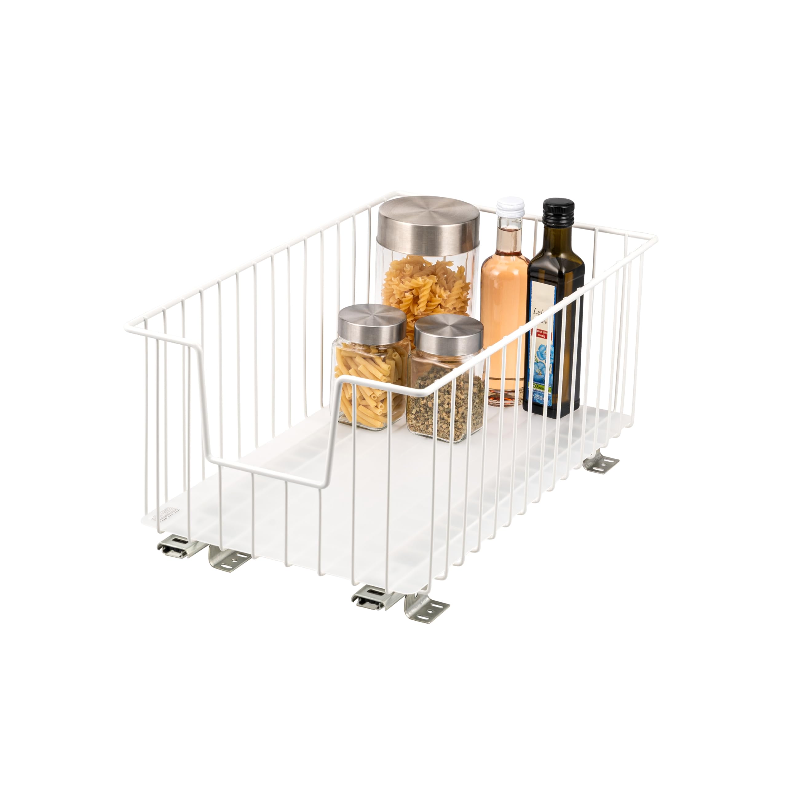 Bremermann White Telescopic Basket Pull-Out 30 Cm Wide With Shelf, With Telescopic Rails, Ideal For Kitchen, Bathroom & Bedroom, Made Of Metal (White)