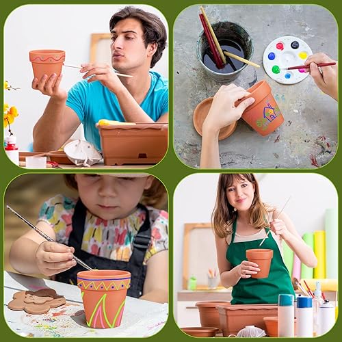 Miniatura 5 de Hoolerry 120 macetas de terracota de 3 pulgadas con orificio de drenaje, macetas suculentas para plantas de interior y exterior, manualidades,