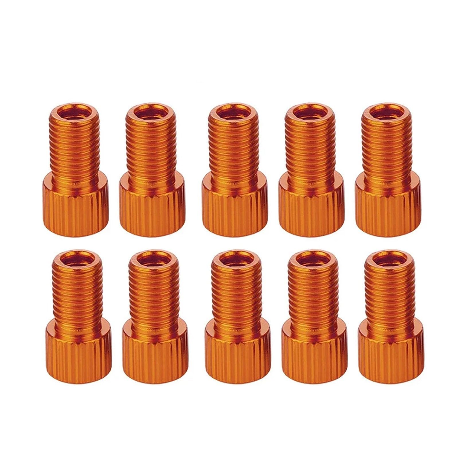 Dymkie 10 Pcs Orange 10 Colour Aluminum Bicycle Bike Valve Converter Car Valve Adapter(10 Pcs Orange)
